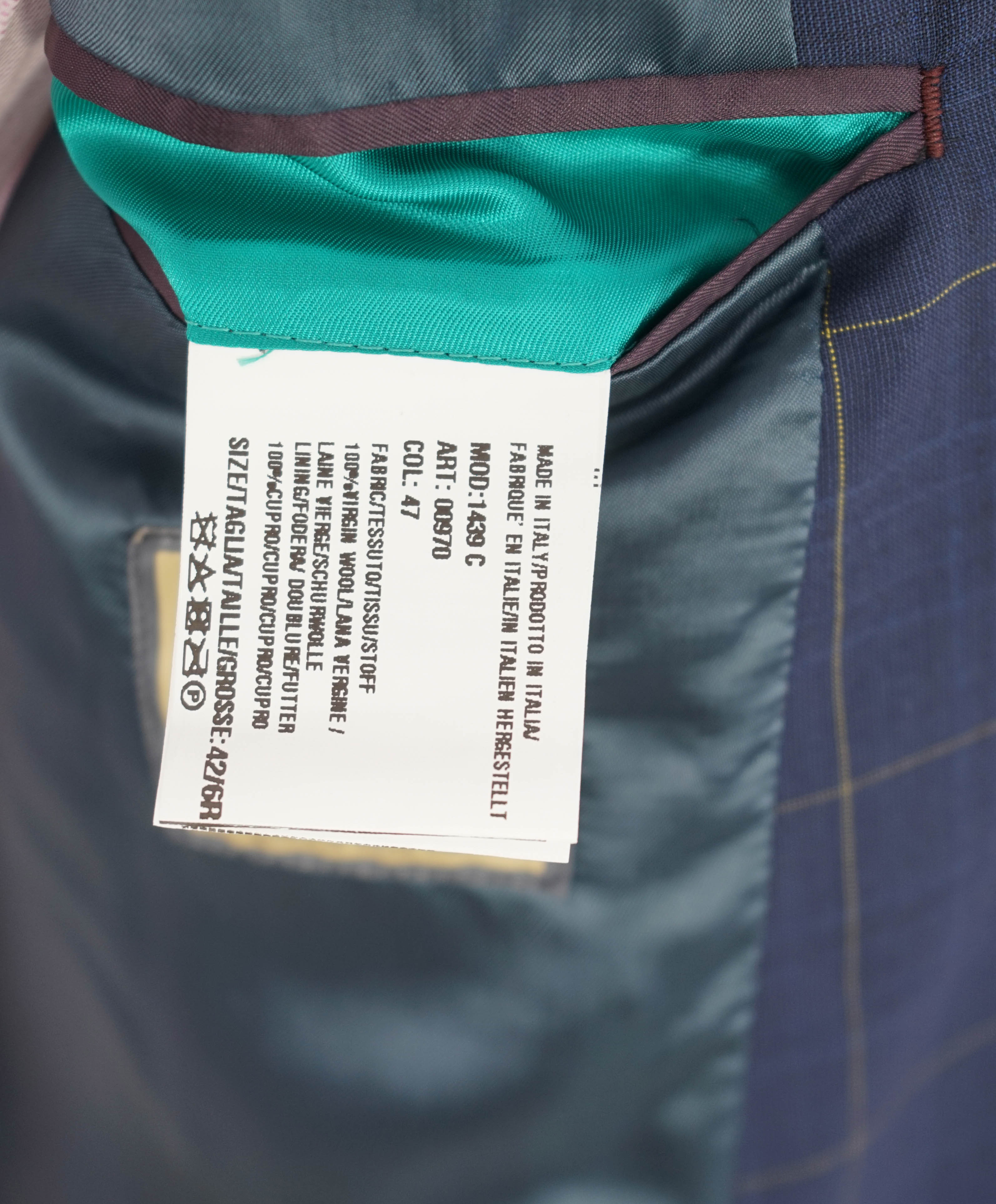 PAUL SMITH - by CARLO BARBERA "SOHO FIT" Wool Blue/Camel Check Suit - 42R