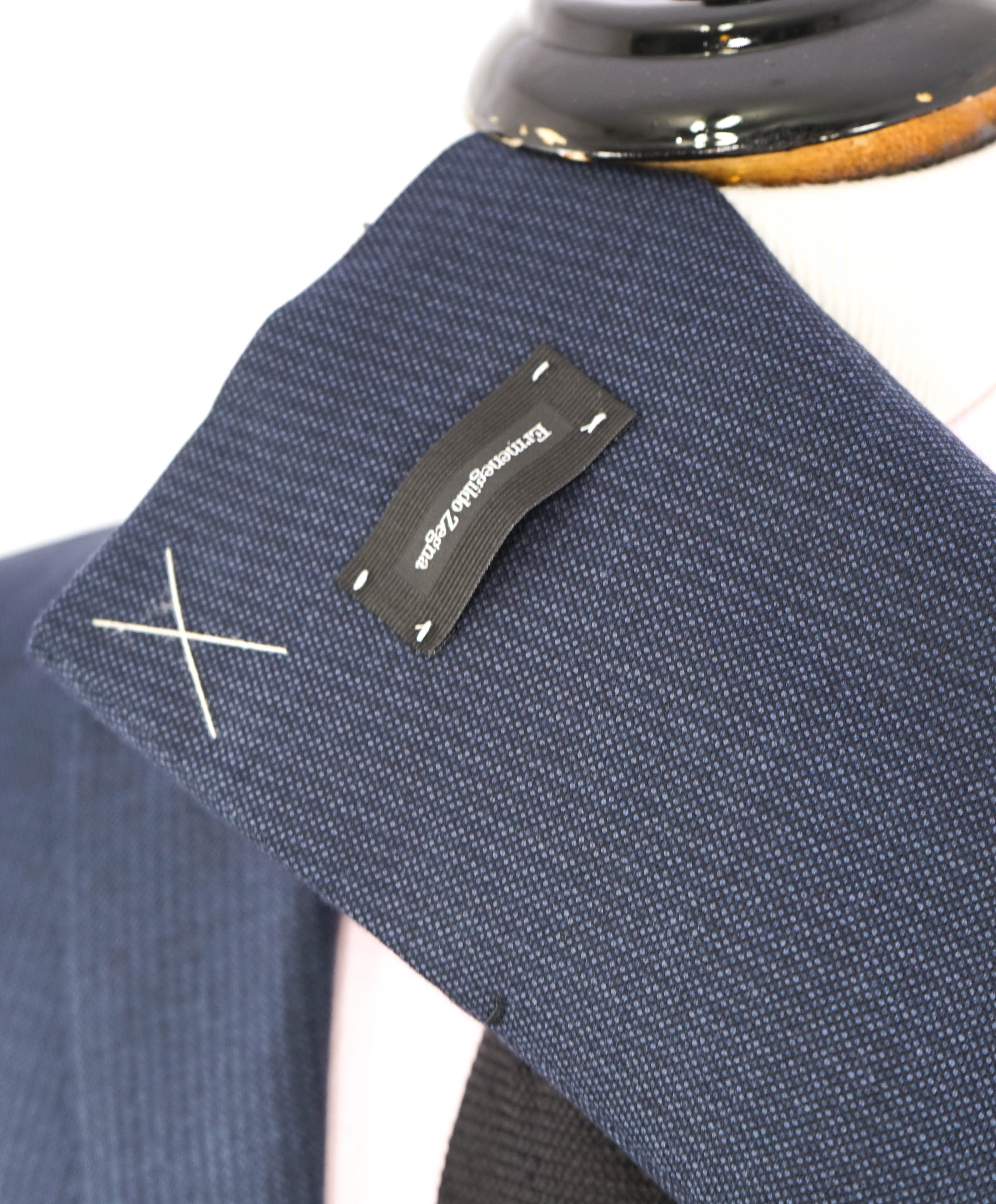 ERMENEGILDO ZEGNA - "TROFEO" Mila Blue Textured Birdseye Premium Suit - 42R