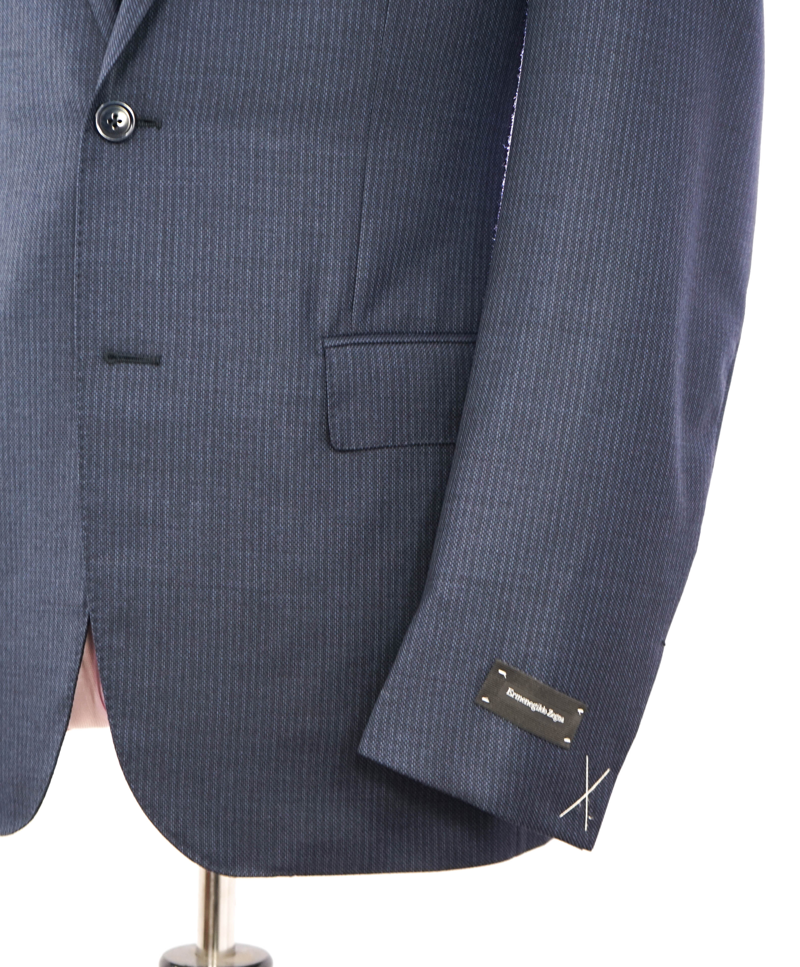 ERMENEGILDO ZEGNA - "TROFEO" Mila Blue Textured Birdseye Premium Suit - 42R