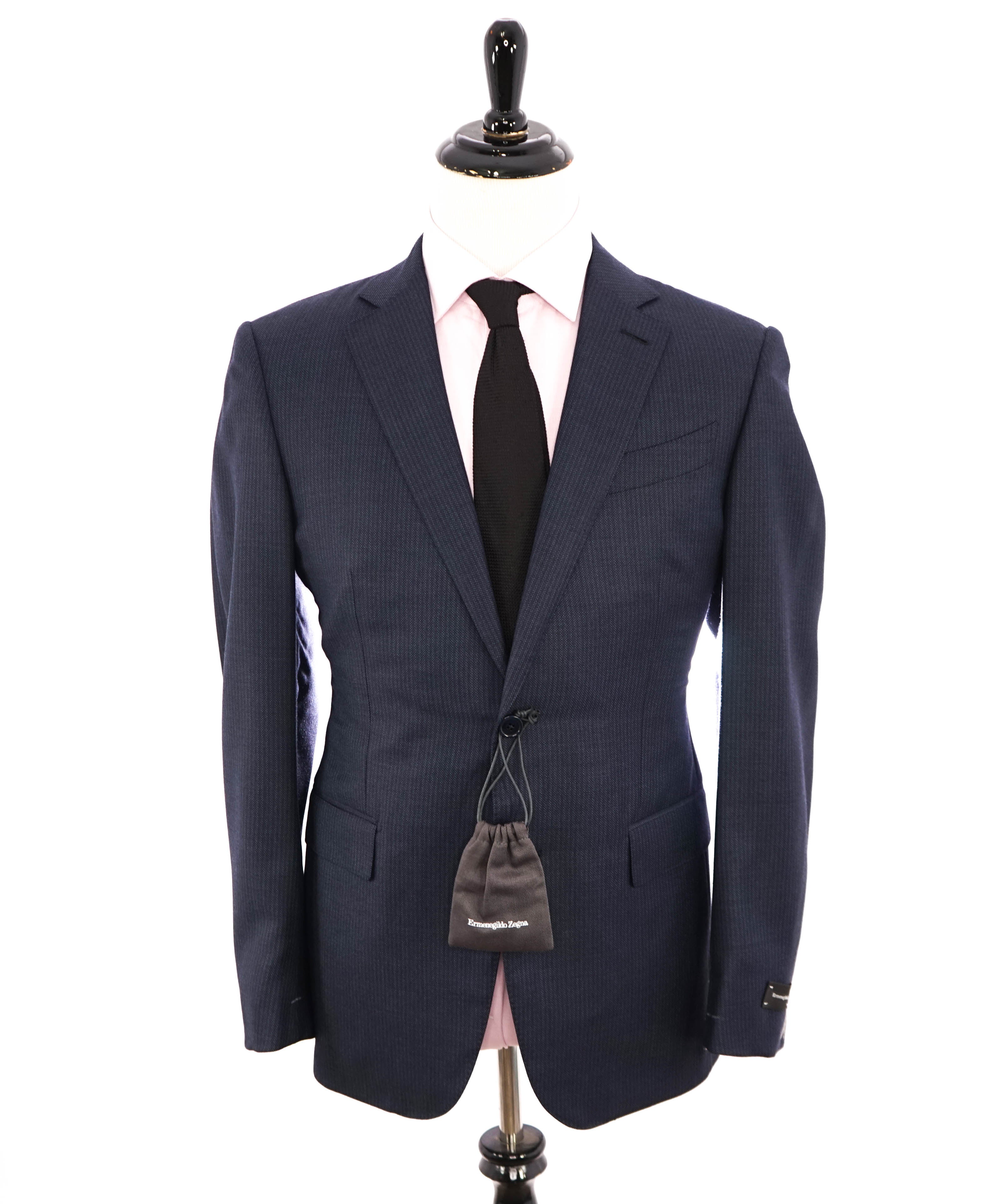ERMENEGILDO ZEGNA - "TROFEO" Mila Blue Textured Birdseye Premium Suit - 42R