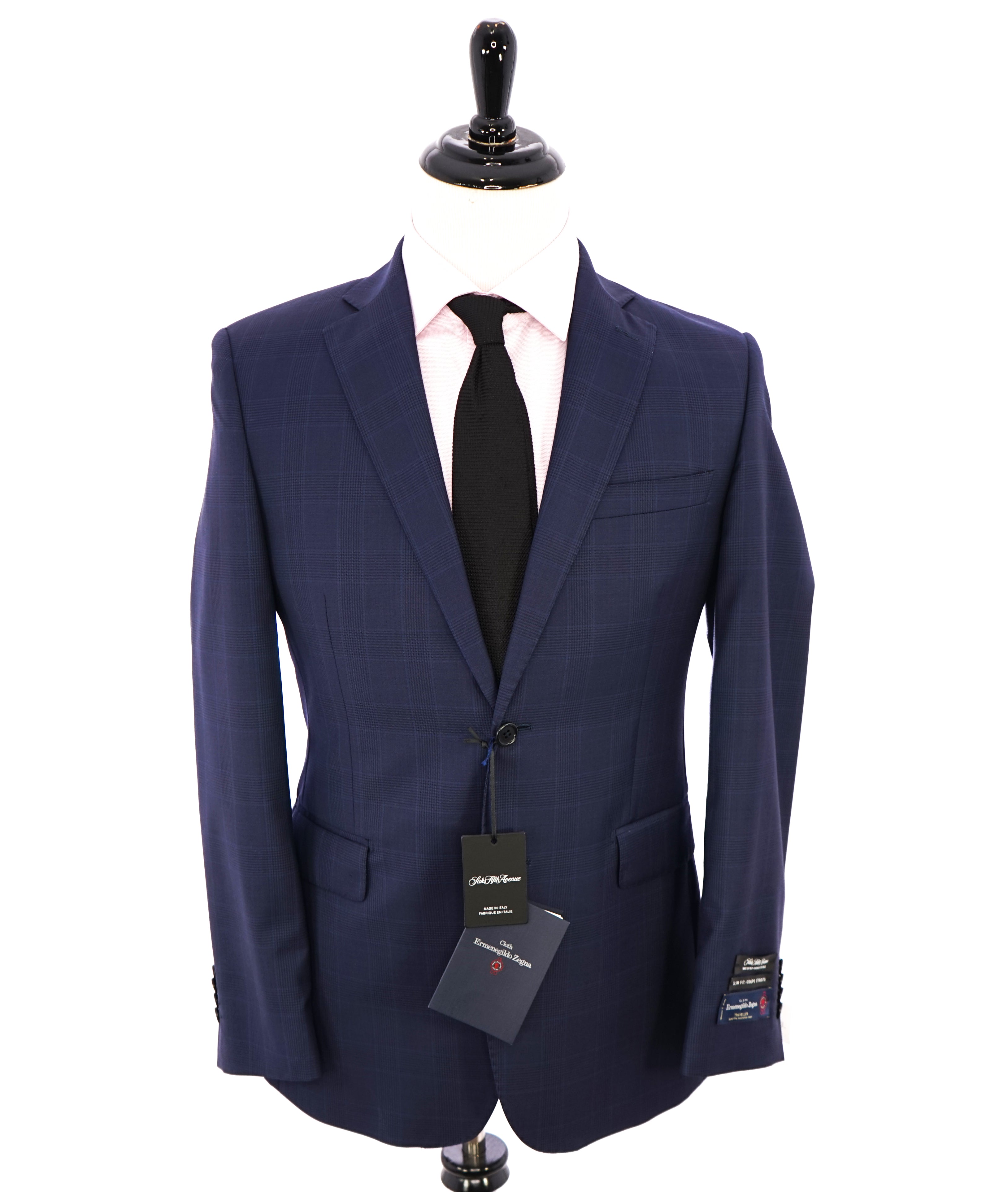 ERMENEGILDO ZEGNA - By SAKS FIFTH AVENUE Bold Blue Plaid Check Suit - 38R