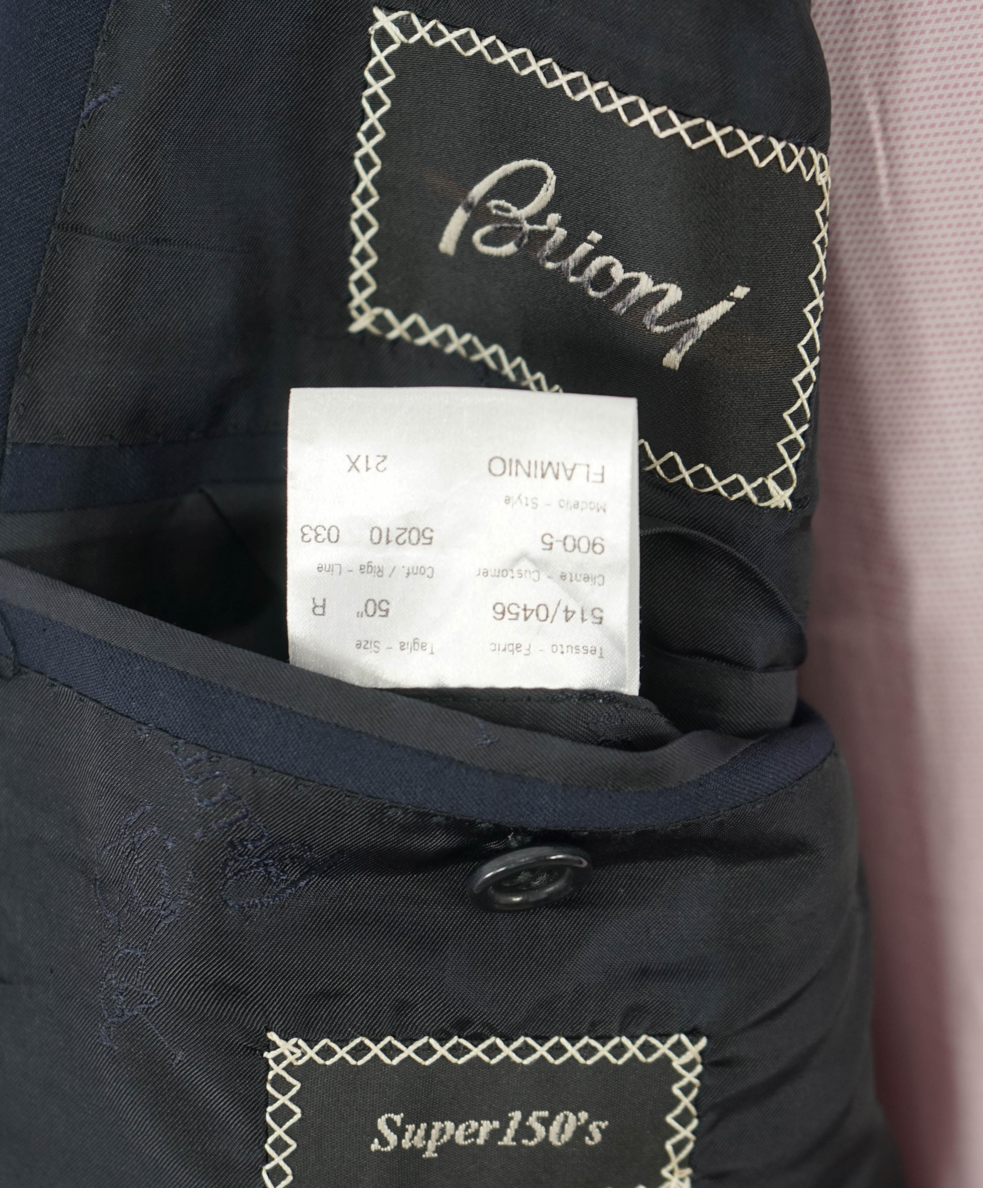 BRIONI - "FLAMINIO" Navy Blue HAND MADE IN ITALY Double Breasted Suit- 50R US
