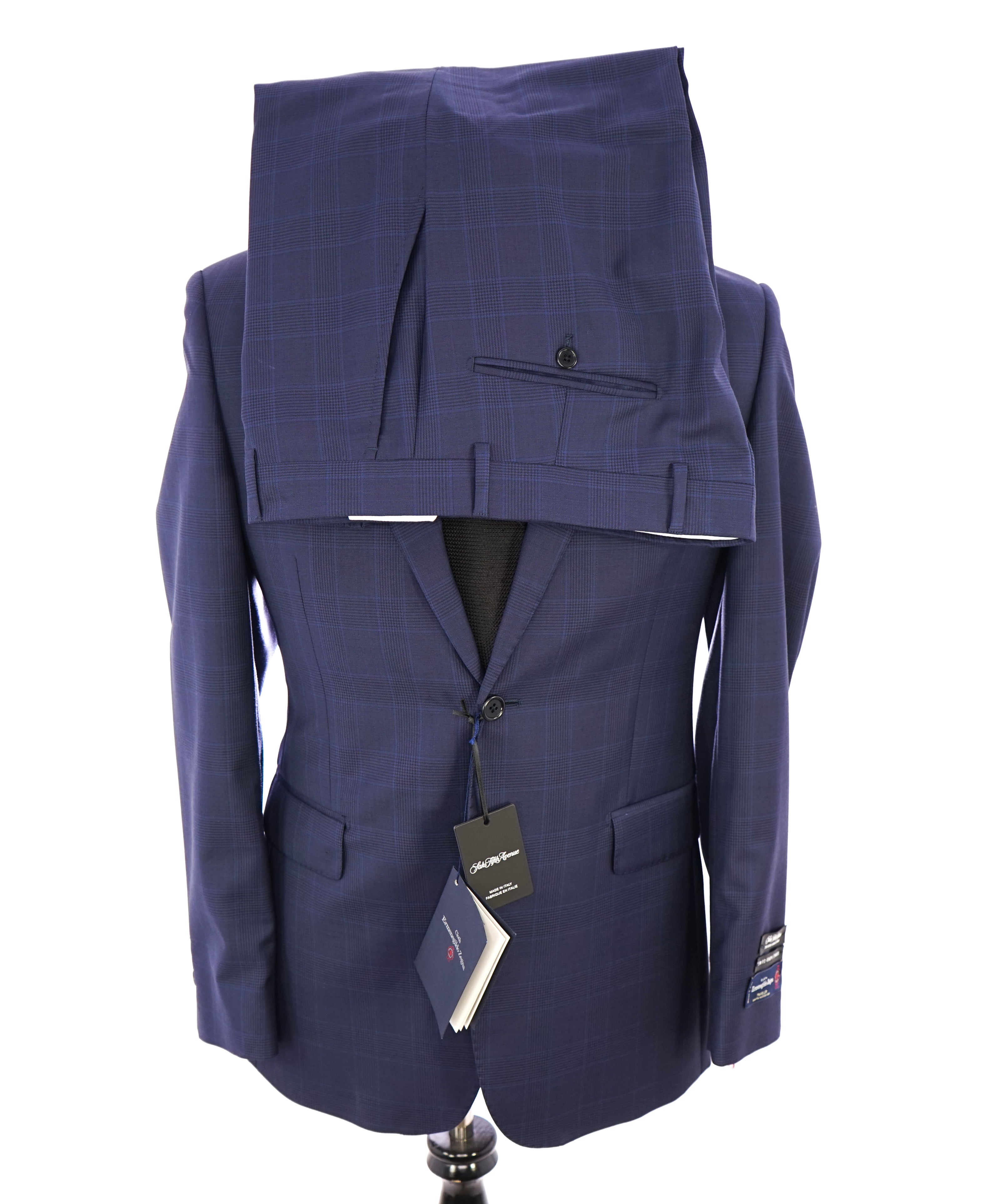 ERMENEGILDO ZEGNA - By SAKS FIFTH AVENUE Bold Blue Plaid Check Suit - 38R