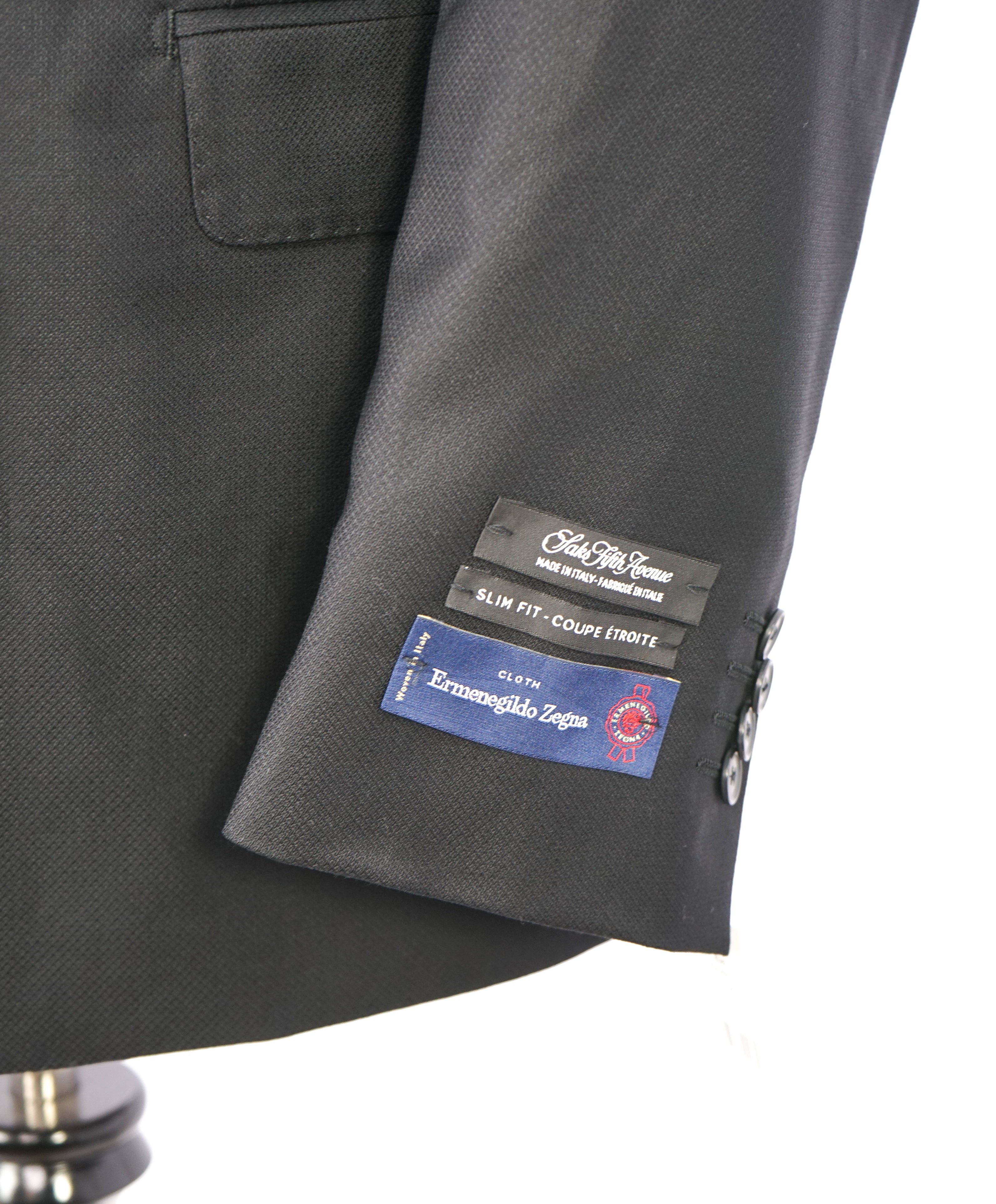 ERMENEGILDO ZEGNA - By SAKS FIFTH AVENUE Textured Weave Black Suit - 40R