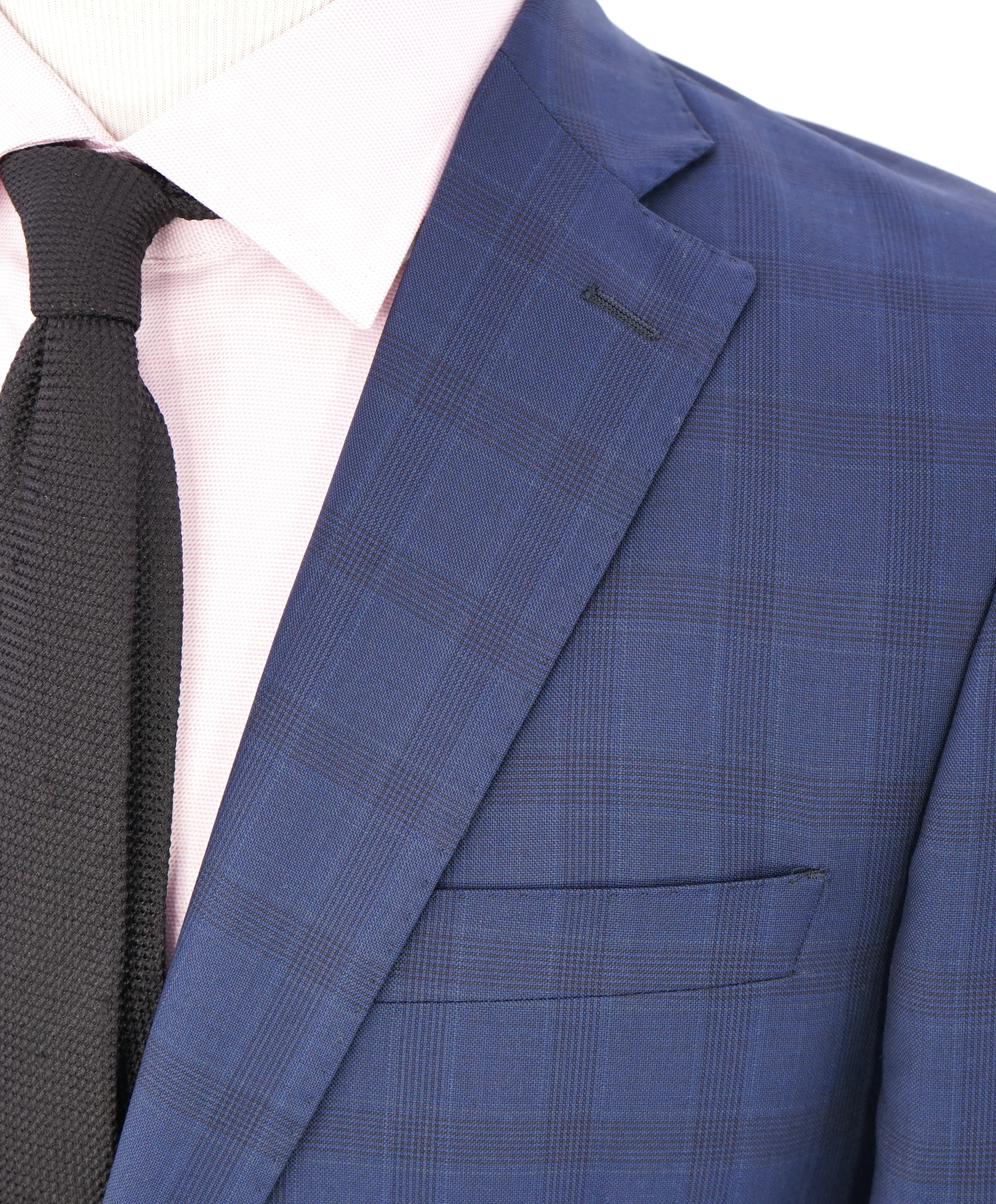 ERMENEGILDO ZEGNA - By SAKS FIFTH AVENUE "Classic" Blue Plaid Check Suit - 38R