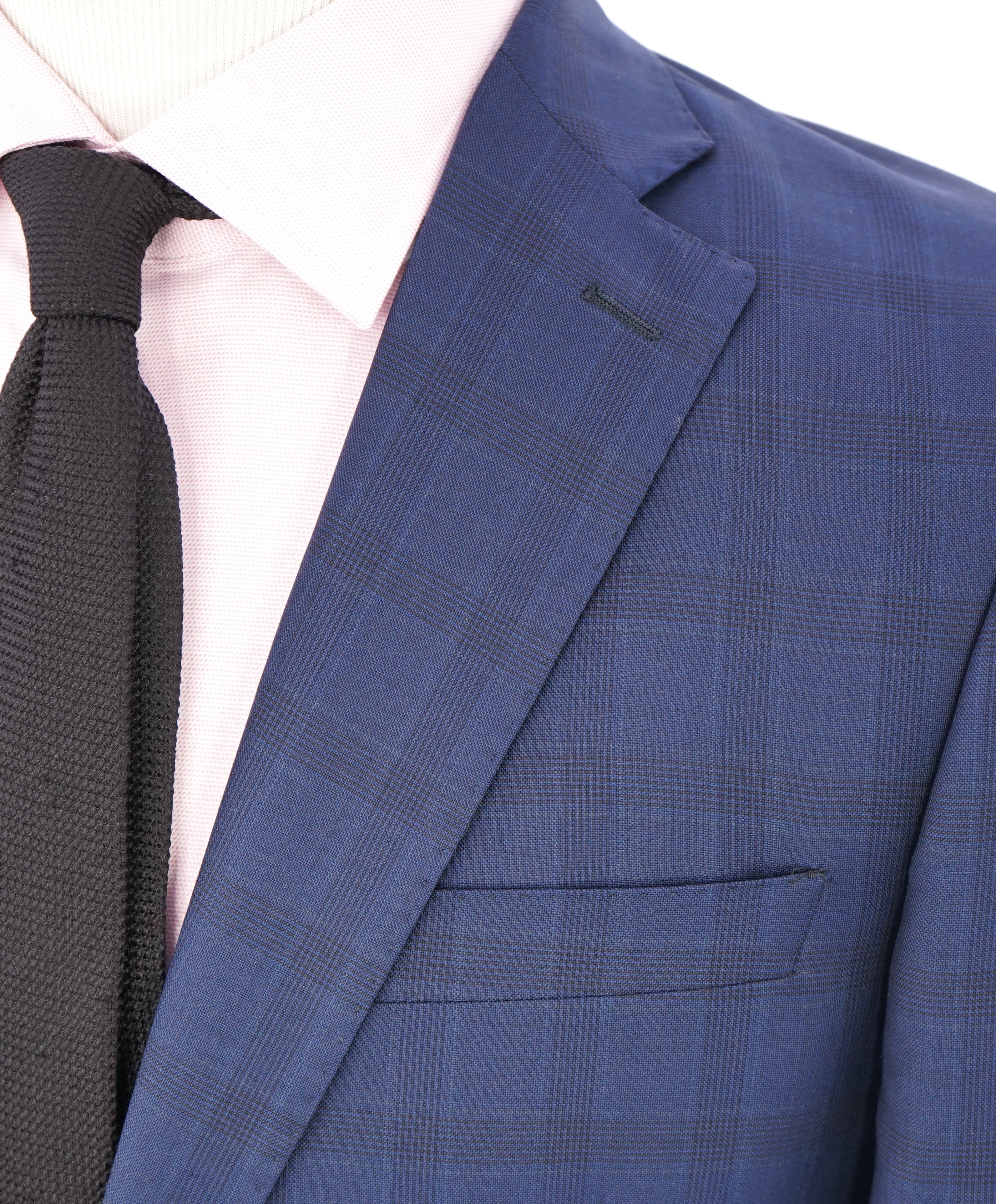 ERMENEGILDO ZEGNA - By SAKS FIFTH AVENUE "Classic" Blue Plaid Check Suit - 38R