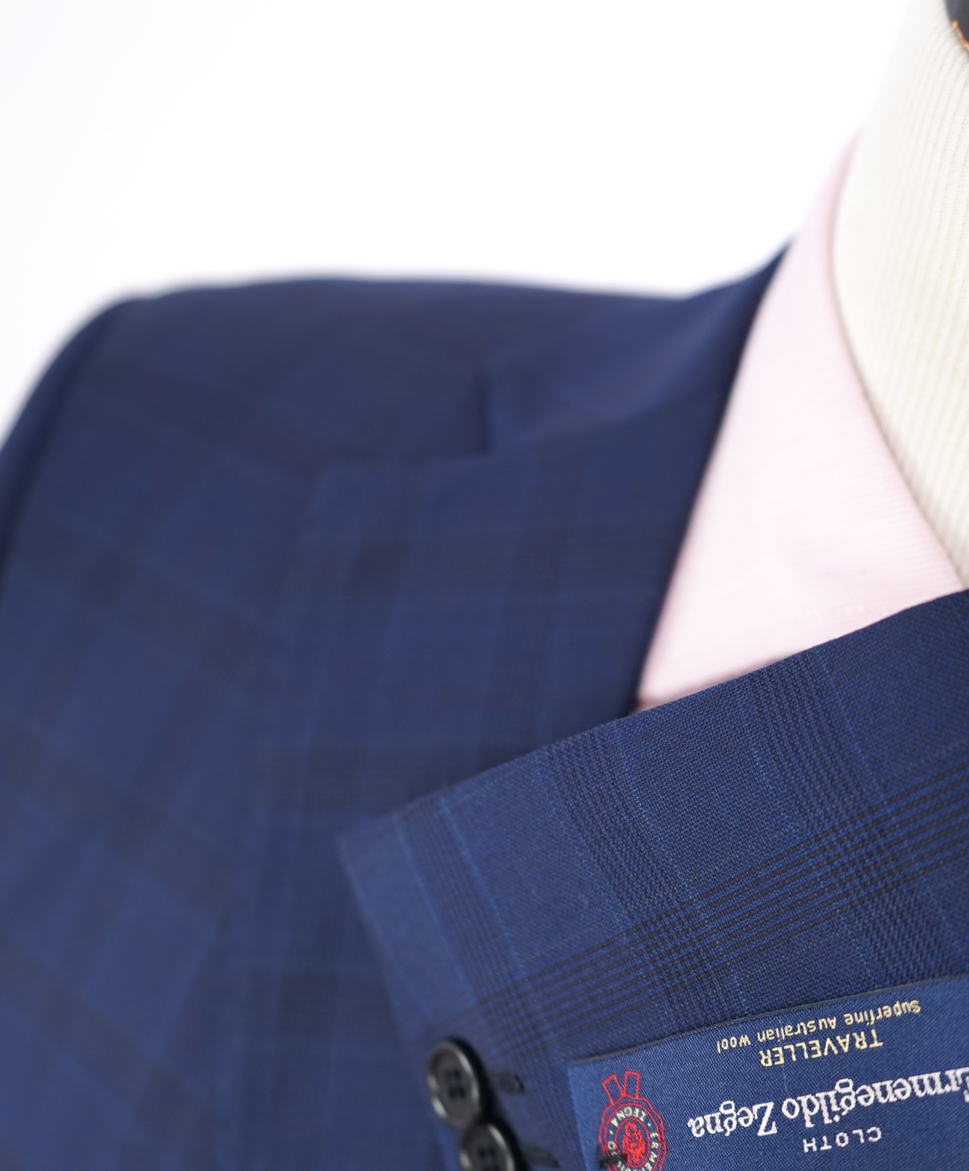 ERMENEGILDO ZEGNA - By SAKS FIFTH AVENUE "Classic" Blue Plaid Check Suit - 38R