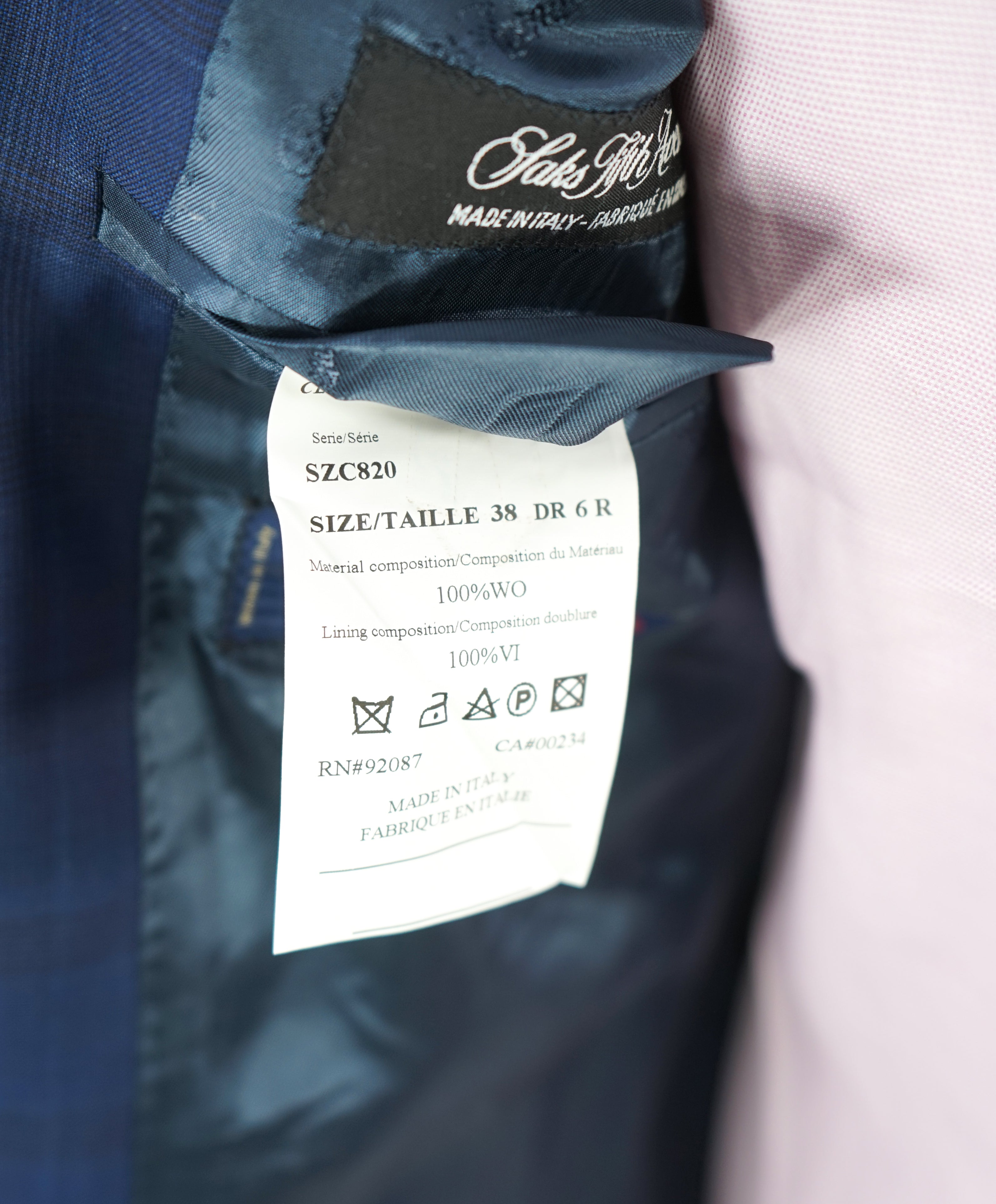 ERMENEGILDO ZEGNA - By SAKS FIFTH AVENUE "Classic" Blue Plaid Check Suit - 38R