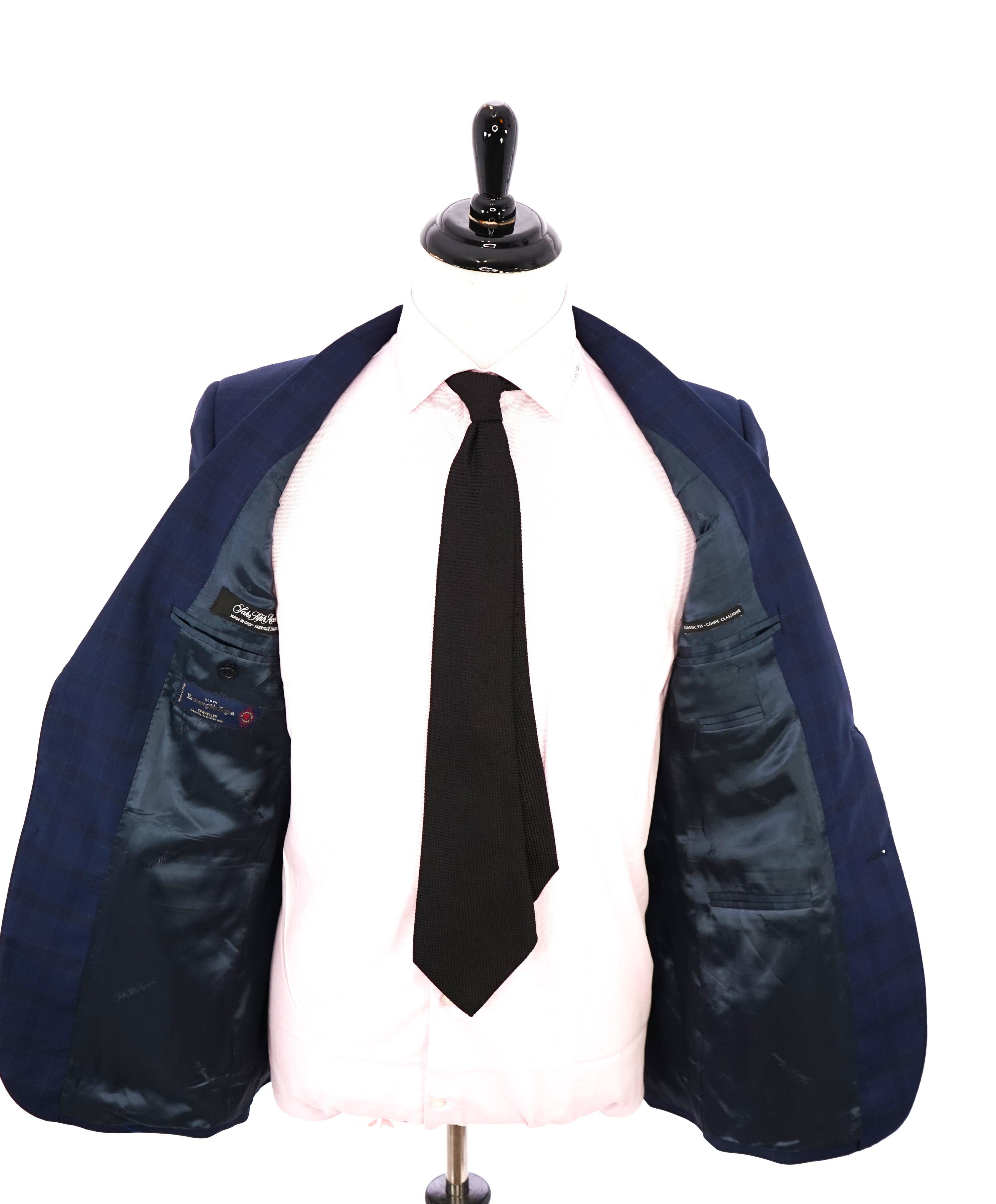 ERMENEGILDO ZEGNA - By SAKS FIFTH AVENUE "Classic" Blue Plaid Check Suit - 38R