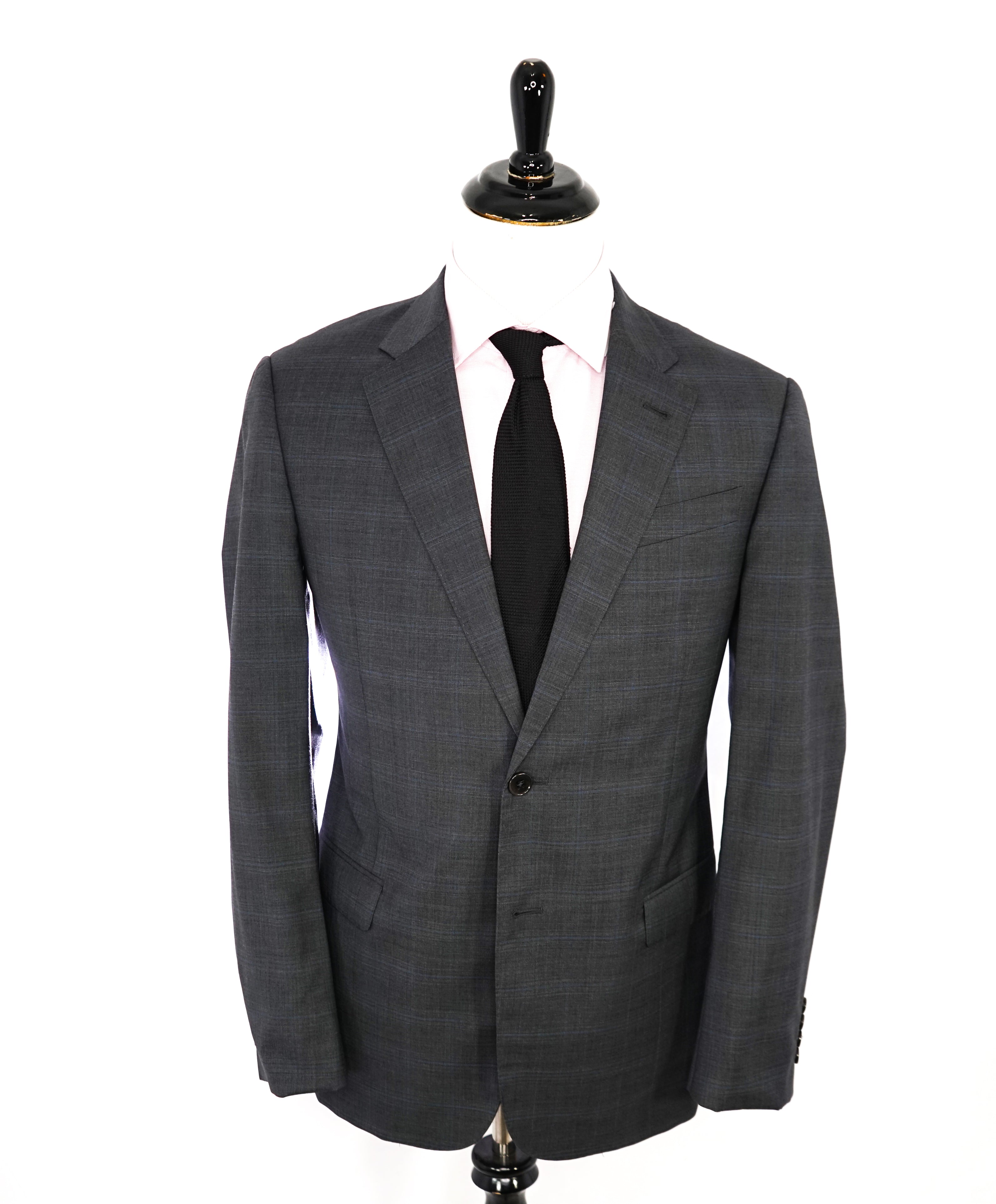 ARMANI COLLEZIONI - Gray & Blue Plaid Check Notch Lapel Suit - 42R