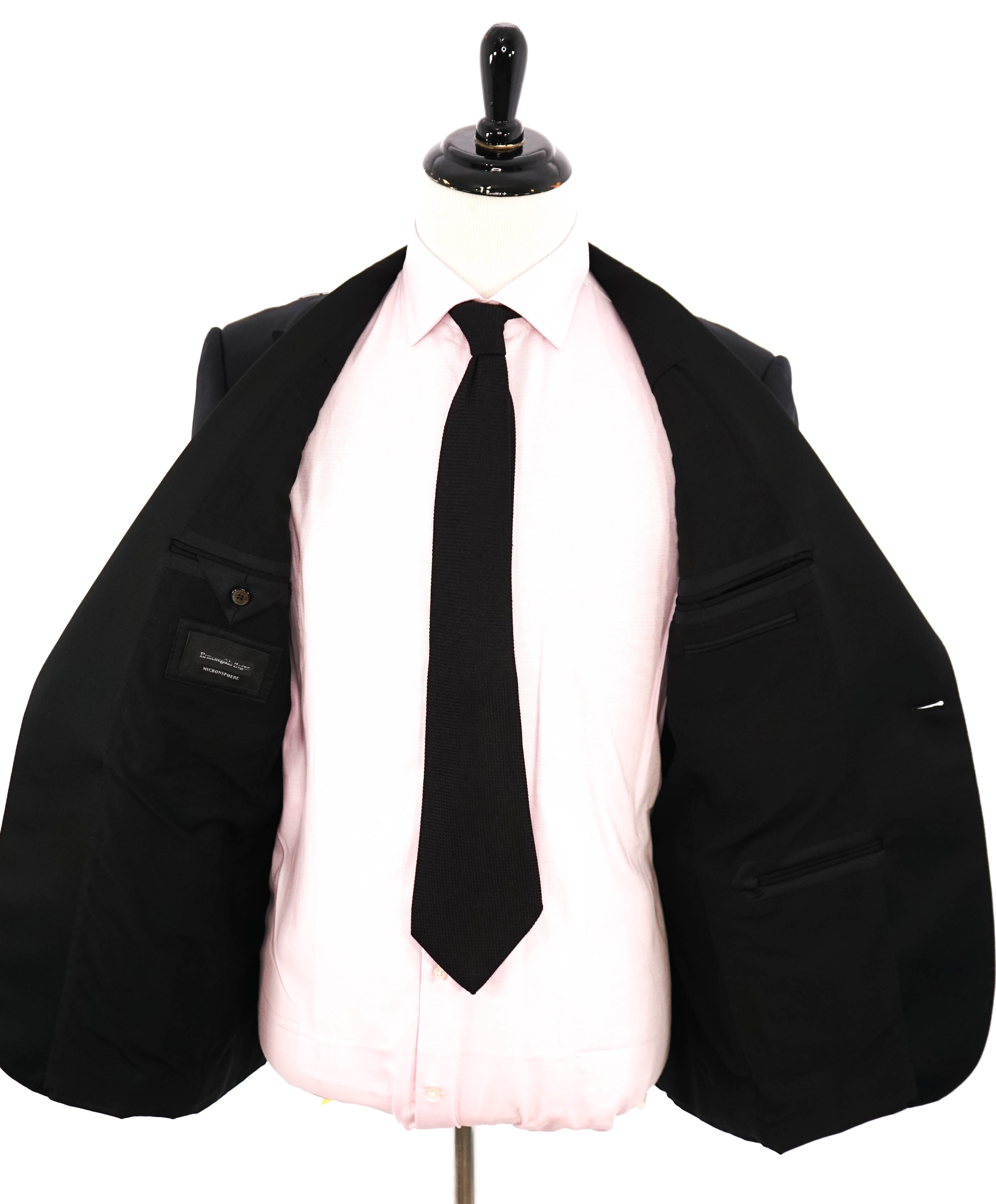 ERMENEGILDO ZEGNA -"MICRONSPHERE MILA" PEAK LAPEL Black Tuxedo - 42S