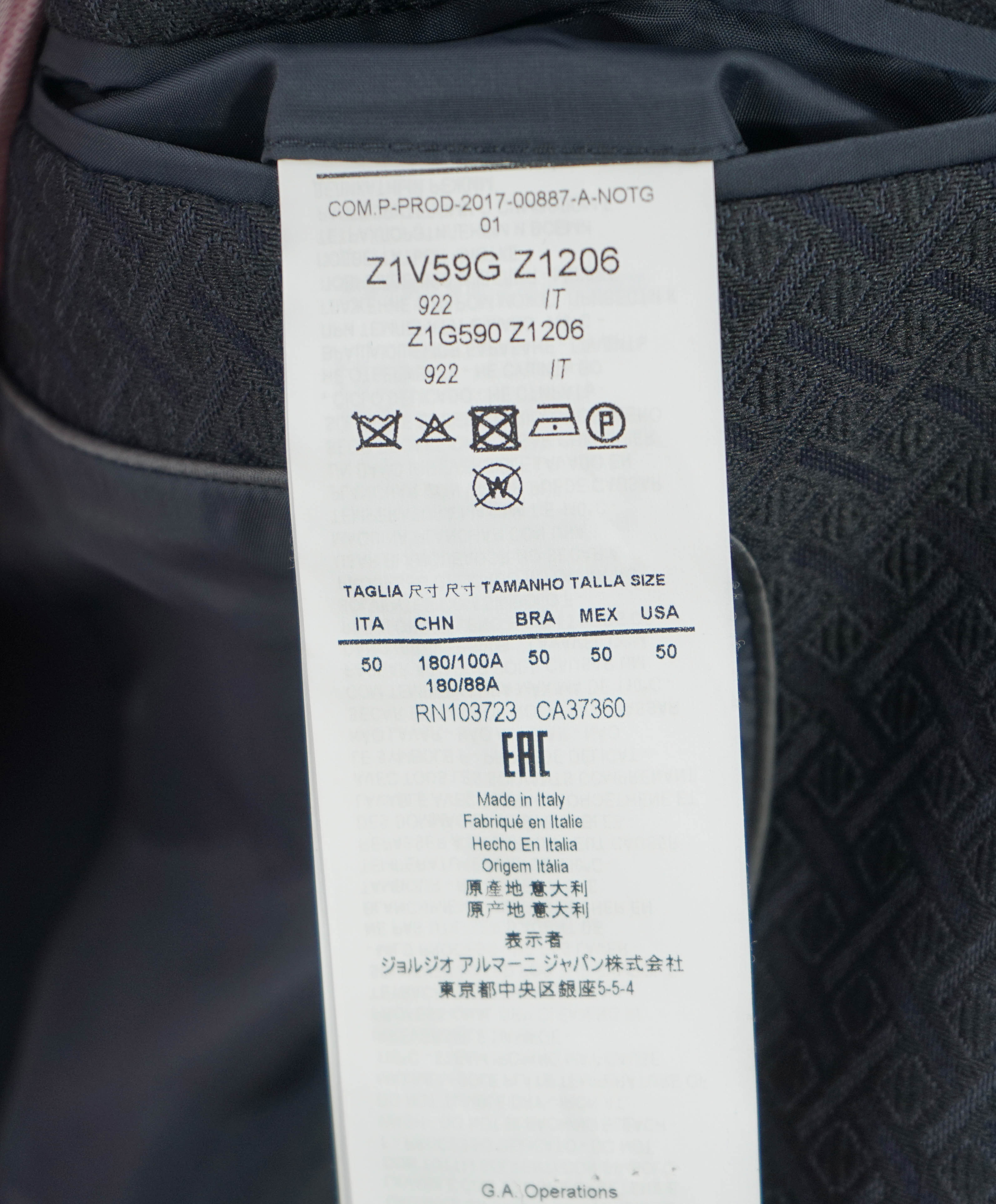 EMPORIO ARMANI - Black Geometric Textured Weave UNIQUE PREMIUM Suit - 40R
