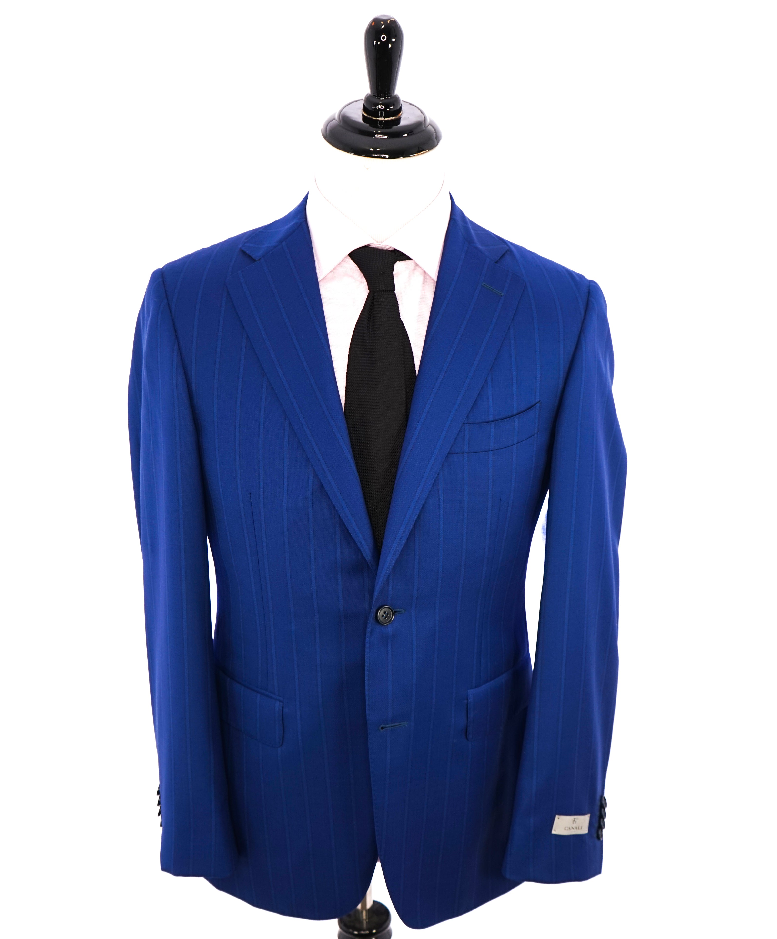 CANALI -"TRAVEL Collection" ROYAL BLUE CHALK STRIPE Oxford Weave Suit - 42R