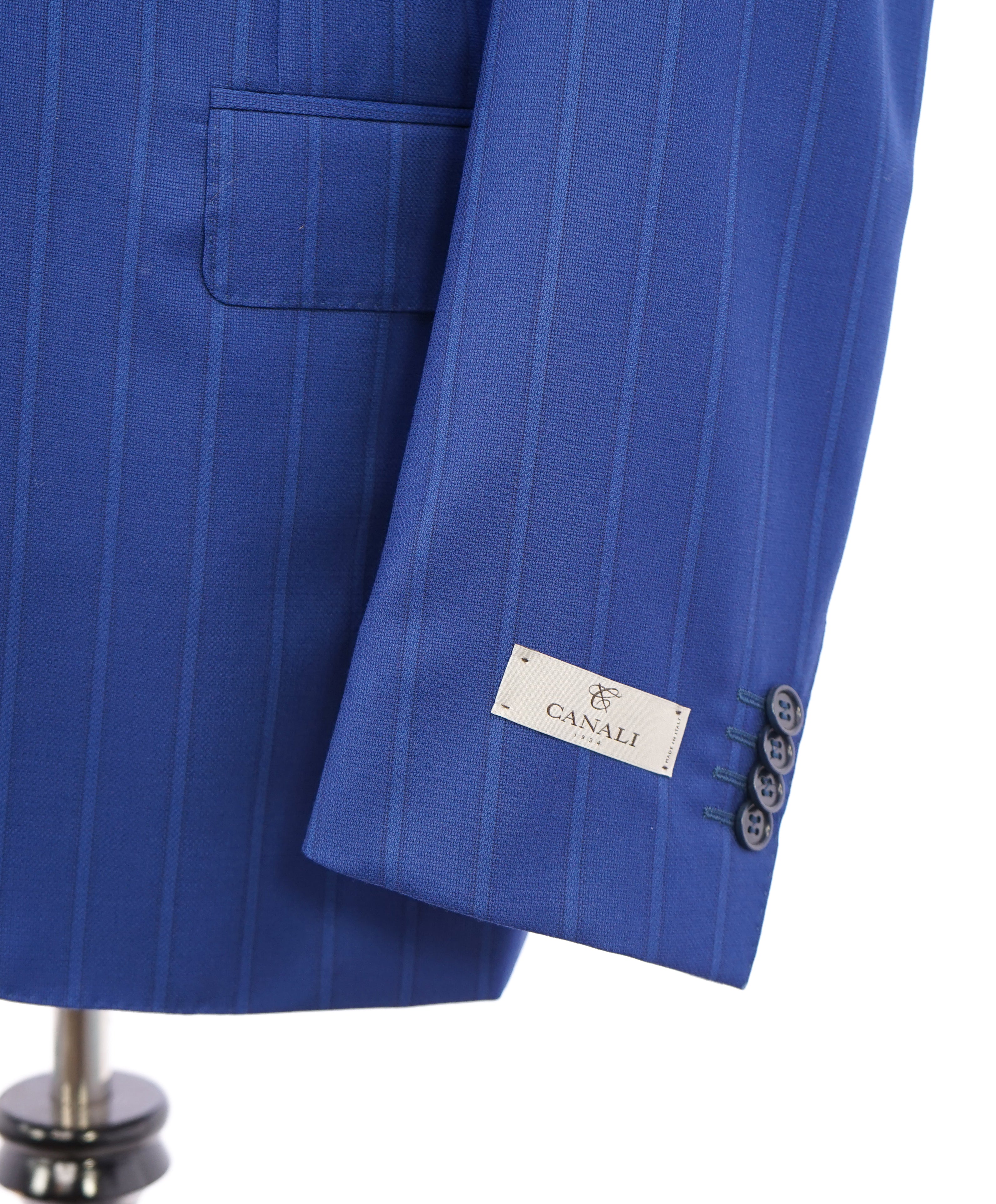 CANALI -"TRAVEL Collection" ROYAL BLUE CHALK STRIPE Oxford Weave Suit - 42R