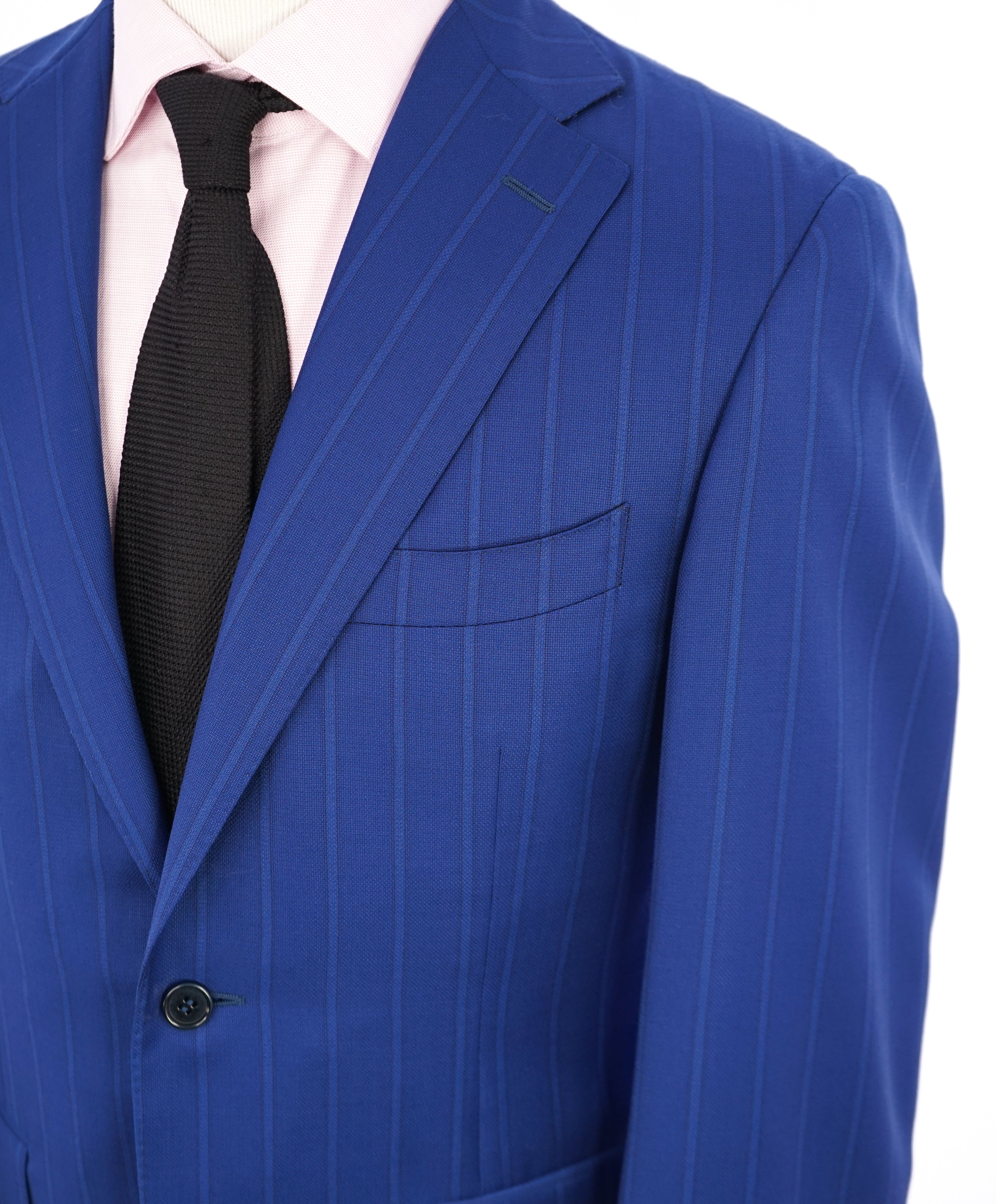 CANALI -"TRAVEL Collection" ROYAL BLUE CHALK STRIPE Oxford Weave Suit - 42R