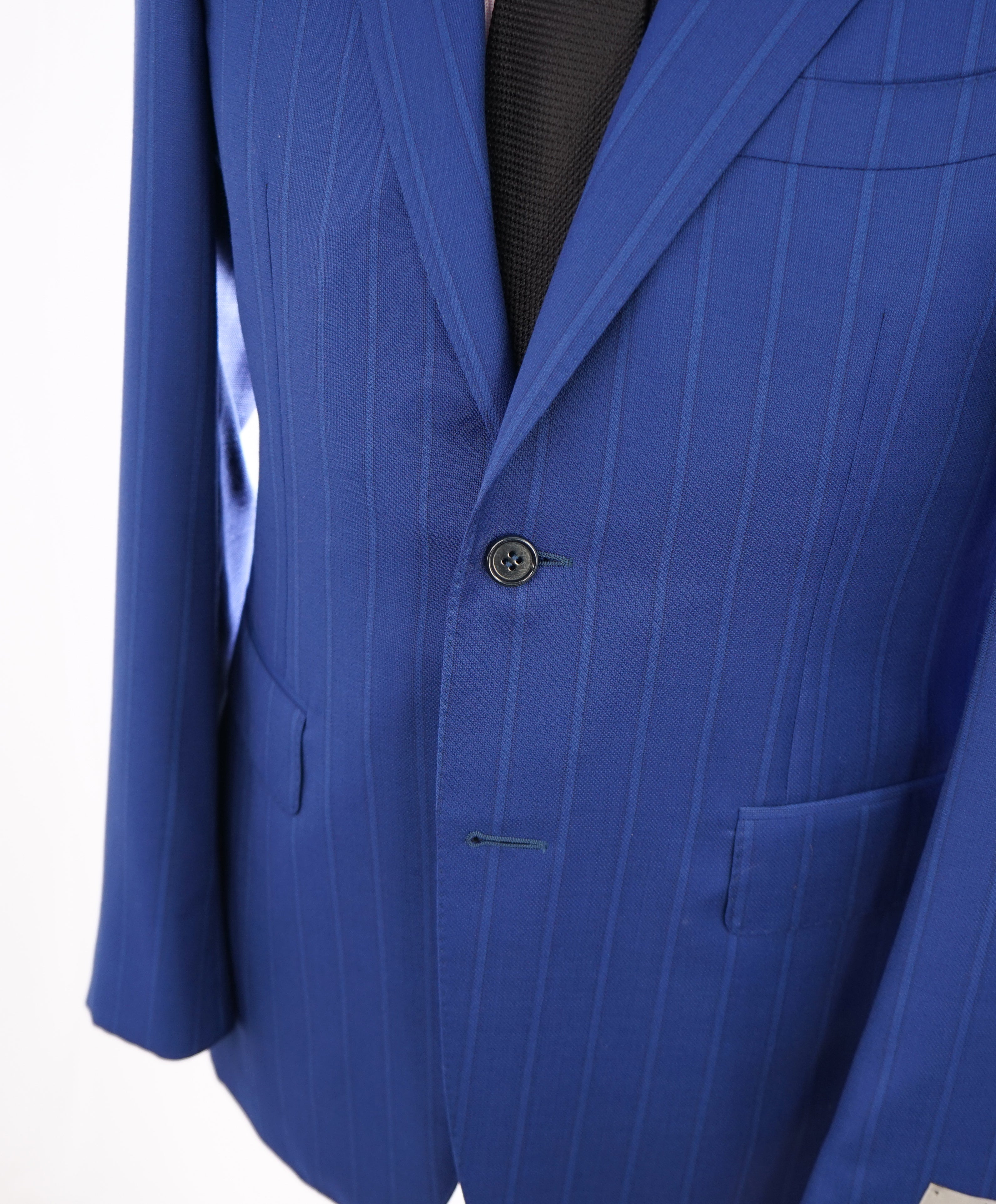 CANALI -"TRAVEL Collection" ROYAL BLUE CHALK STRIPE Oxford Weave Suit - 42R