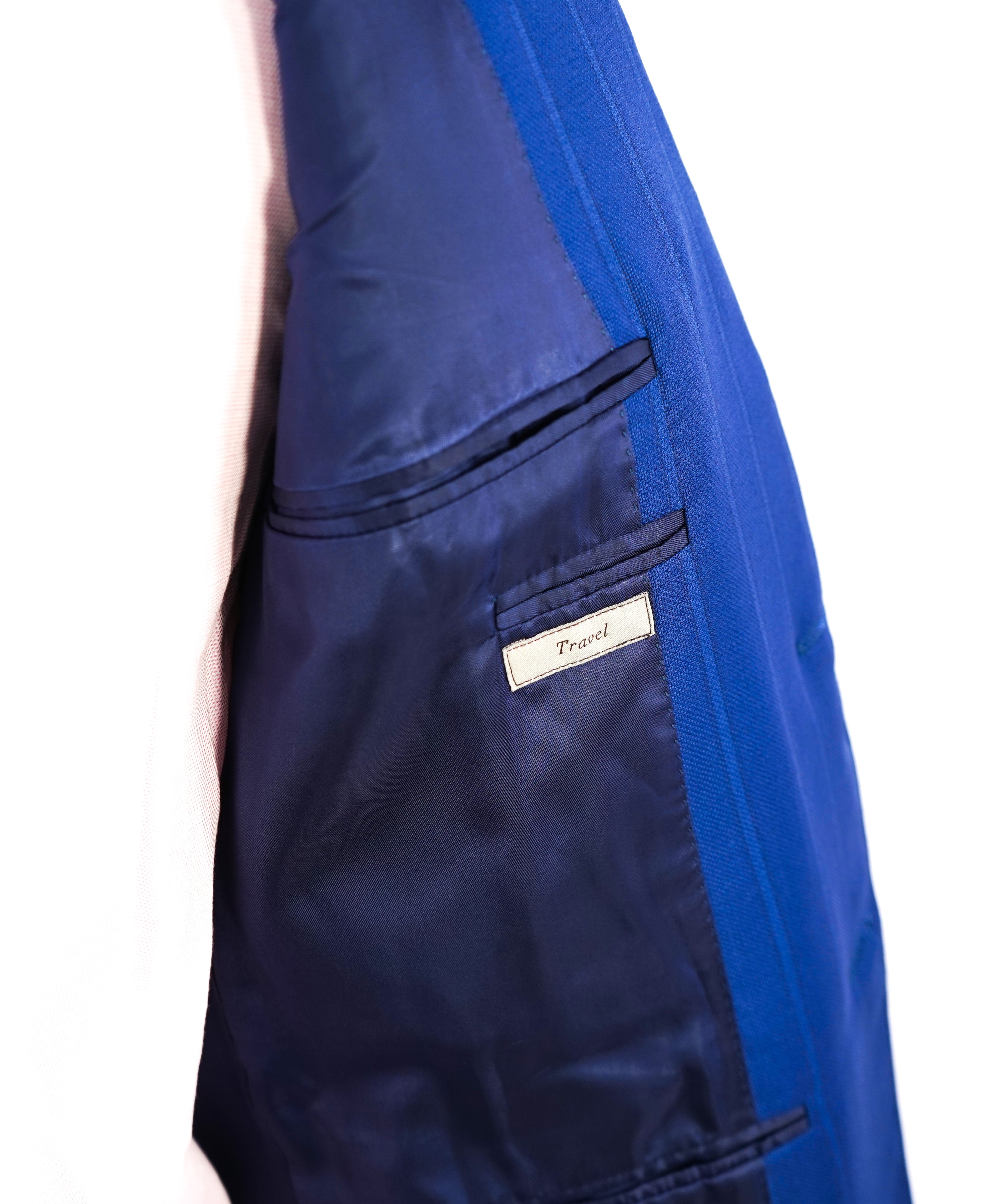 CANALI -"TRAVEL Collection" ROYAL BLUE CHALK STRIPE Oxford Weave Suit - 42R