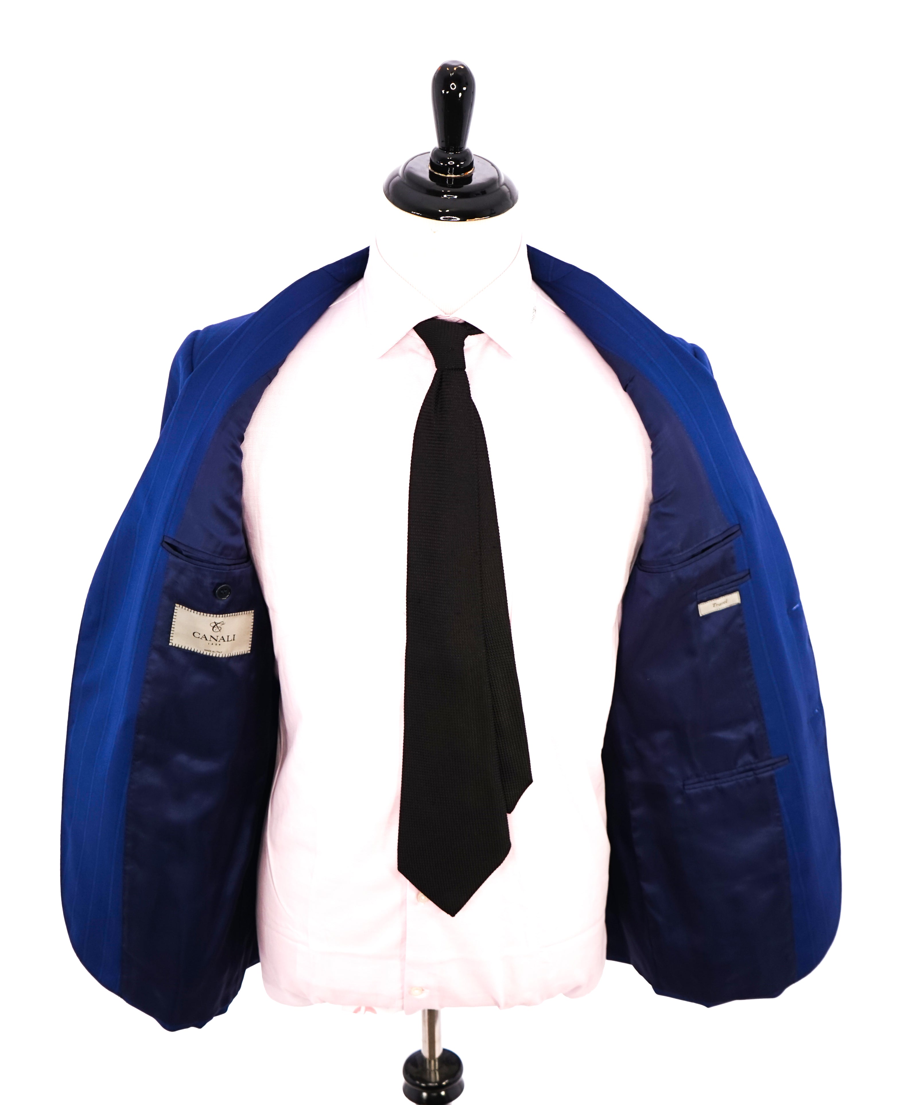 CANALI -"TRAVEL Collection" ROYAL BLUE CHALK STRIPE Oxford Weave Suit - 42R