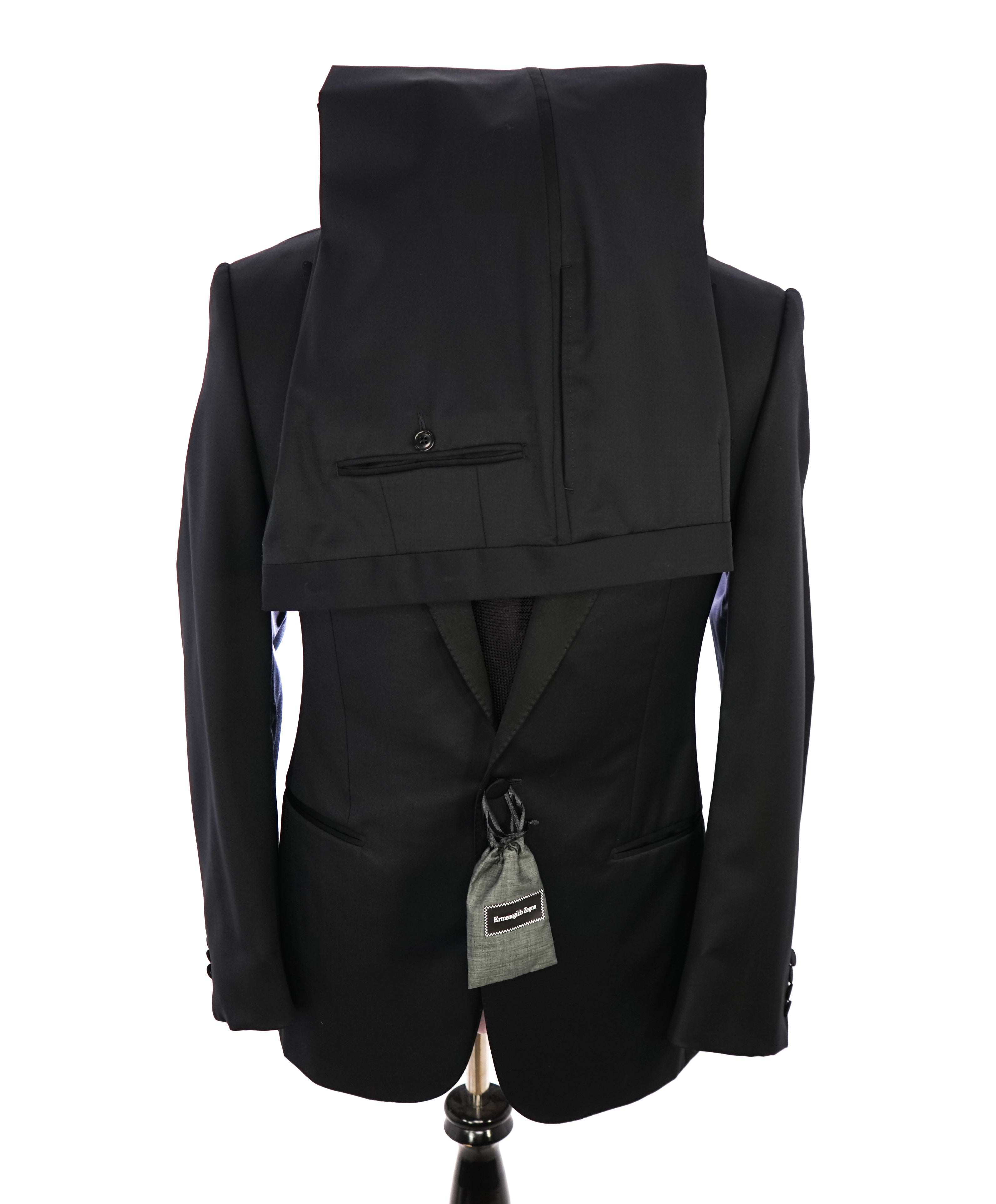 ERMENEGILDO ZEGNA -"MICRONSPHERE MILA" PEAK LAPEL Black Tuxedo - 40R