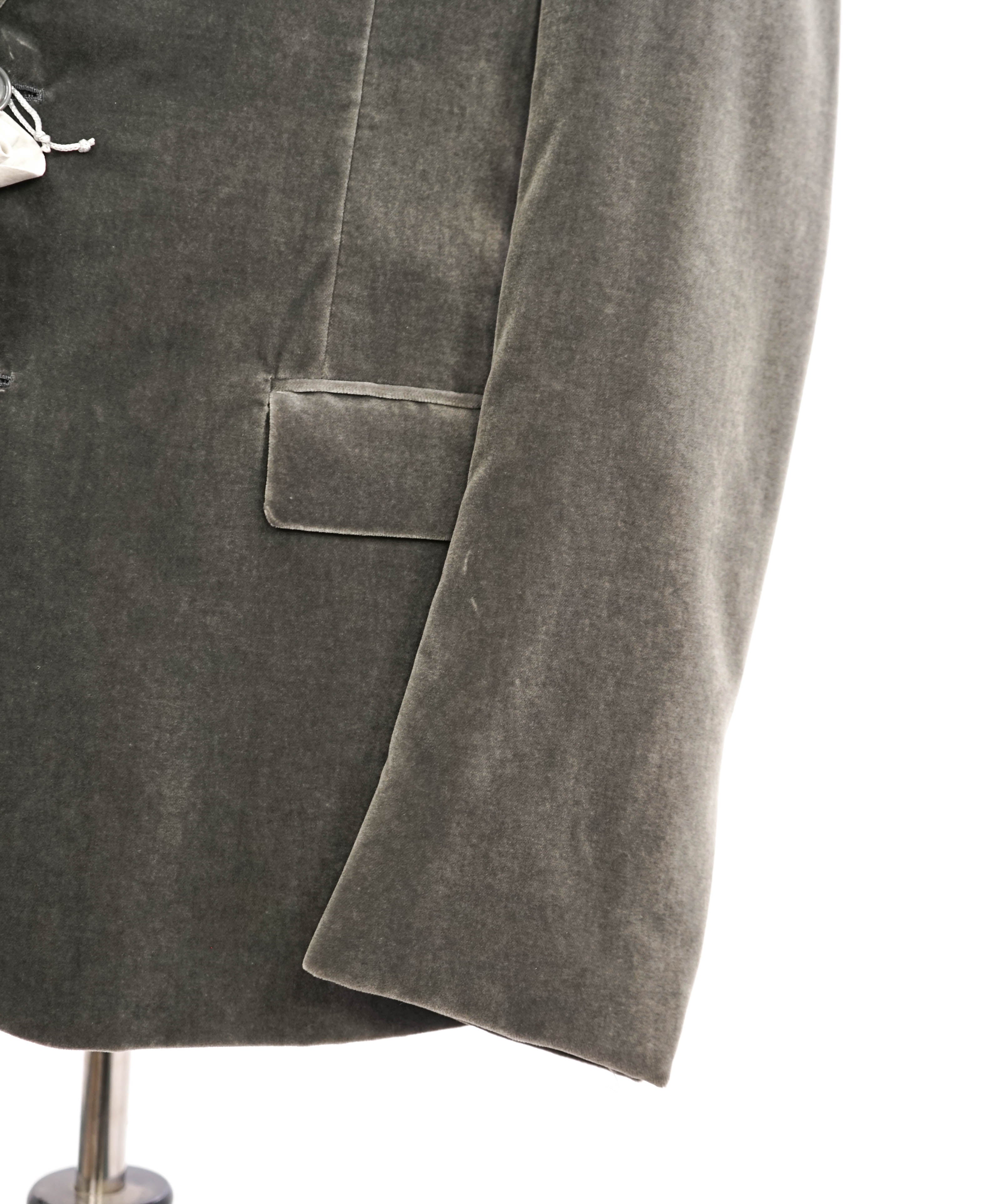 RALPH LAUREN PURPLE LABEL - *VELVET* Gray Solid Notch Lapel Blazer - 44R