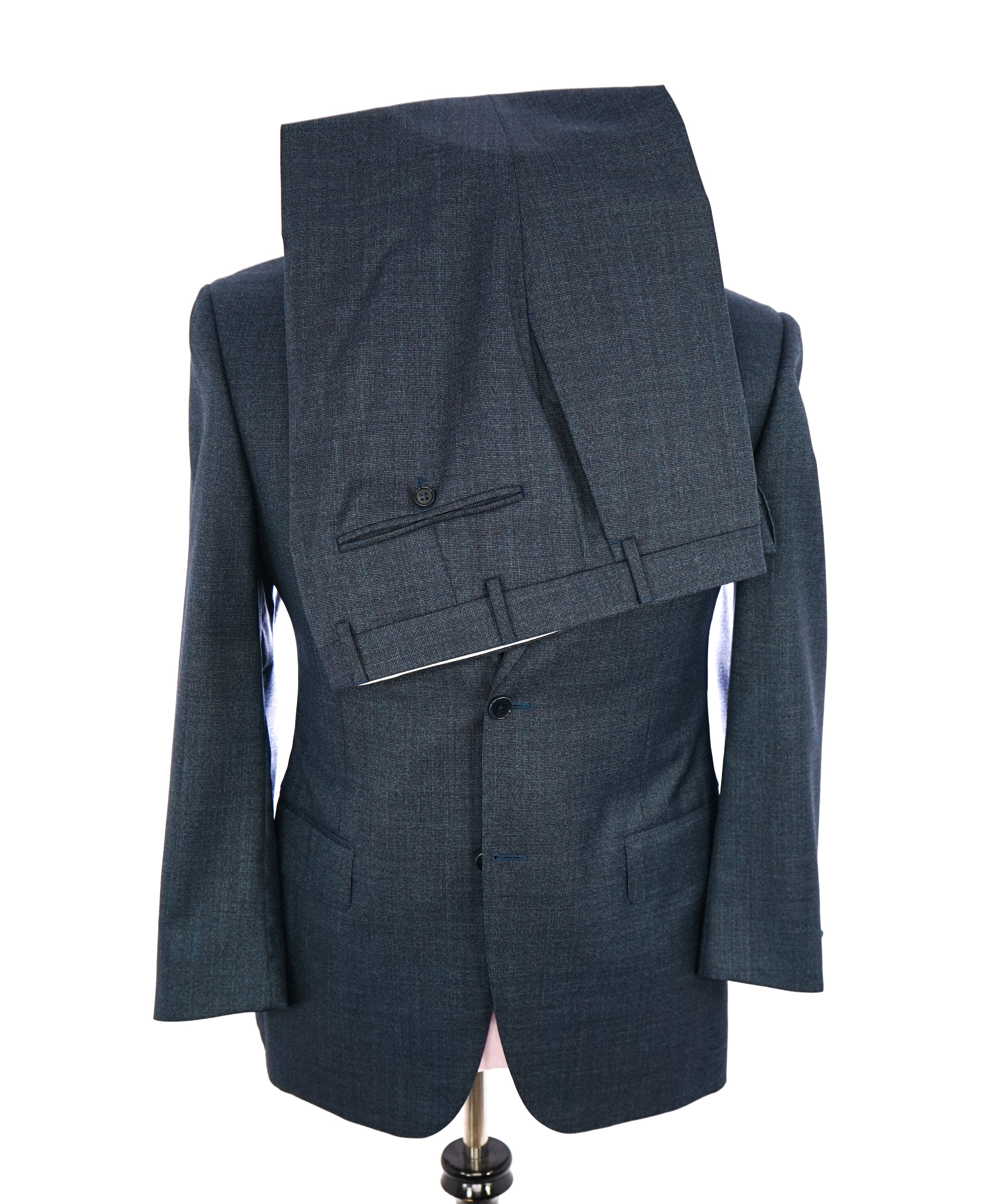 CANALI - For SAKS 5TH AVE Teal Turquoise Textured Fabric Suit - 42S