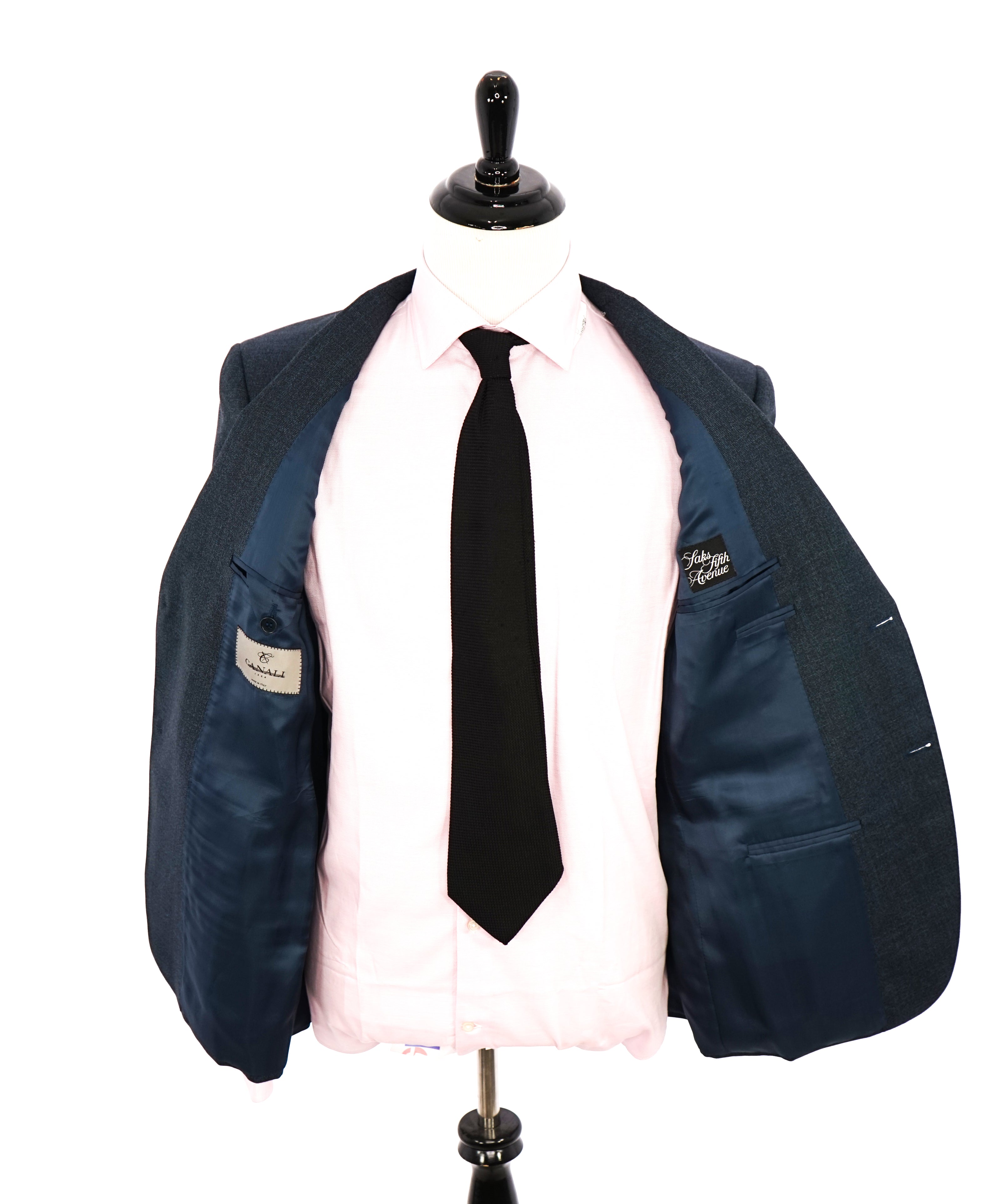 CANALI - For SAKS 5TH AVE Teal Turquoise Textured Fabric Suit - 42S