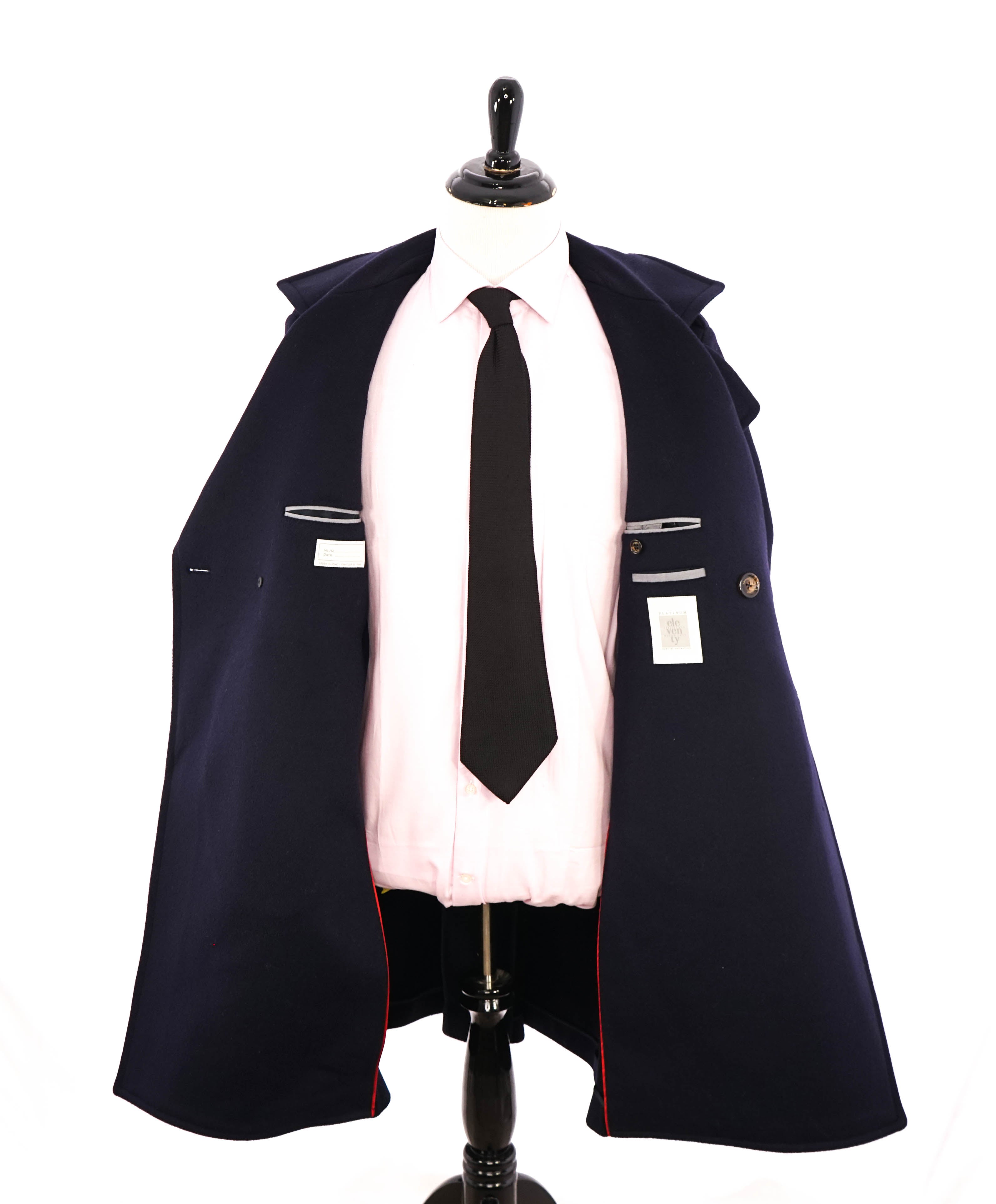 $2,000 ELEVENTY - Navy/Gold CASHMERE/Wool Pilot/Aviator Overcoat - 42R (52EU)