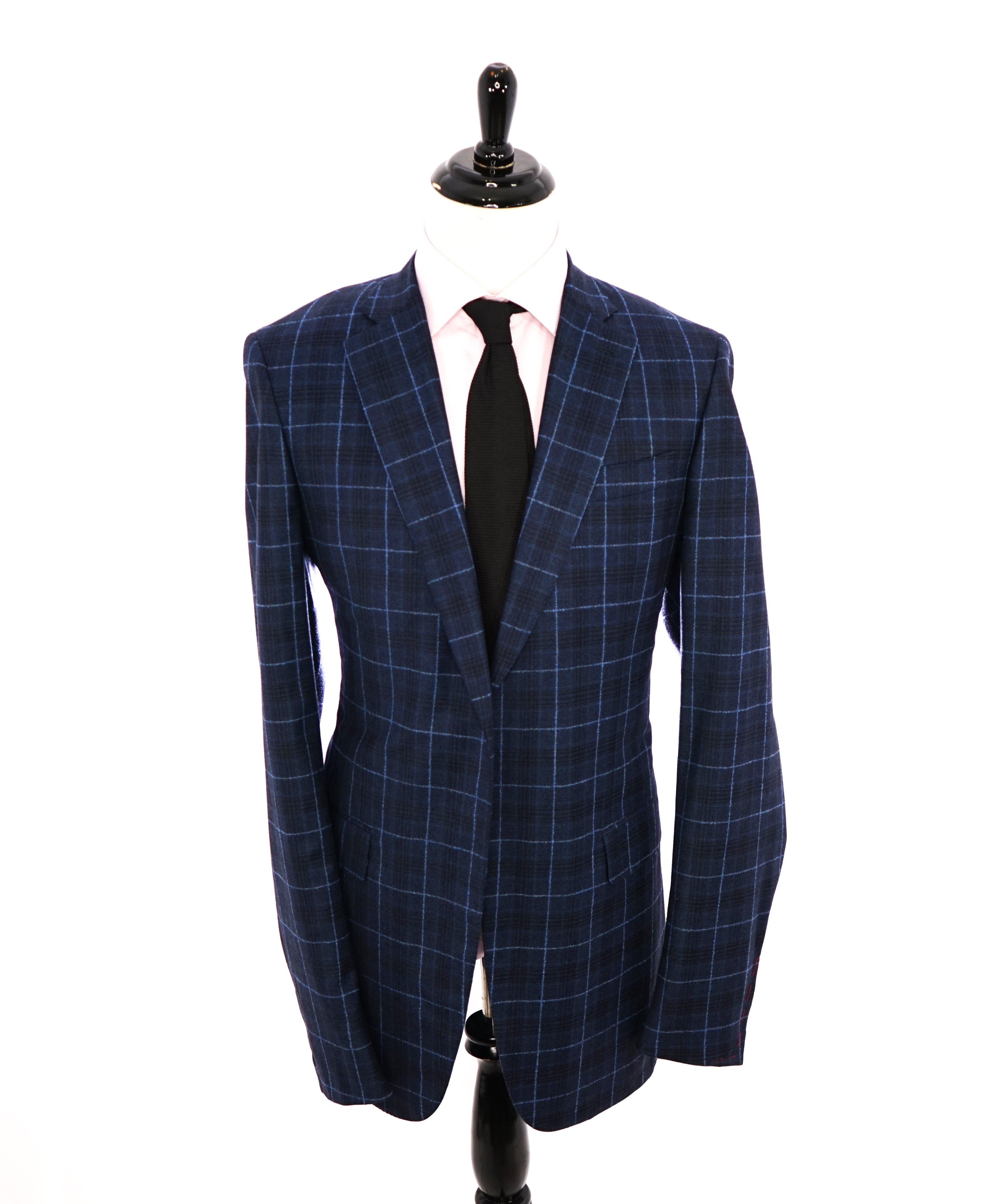 ISAIA - **CUSTOM** Baby Blue Plaid Check Suit RAISED TEXTURED FABRIC - 42XL