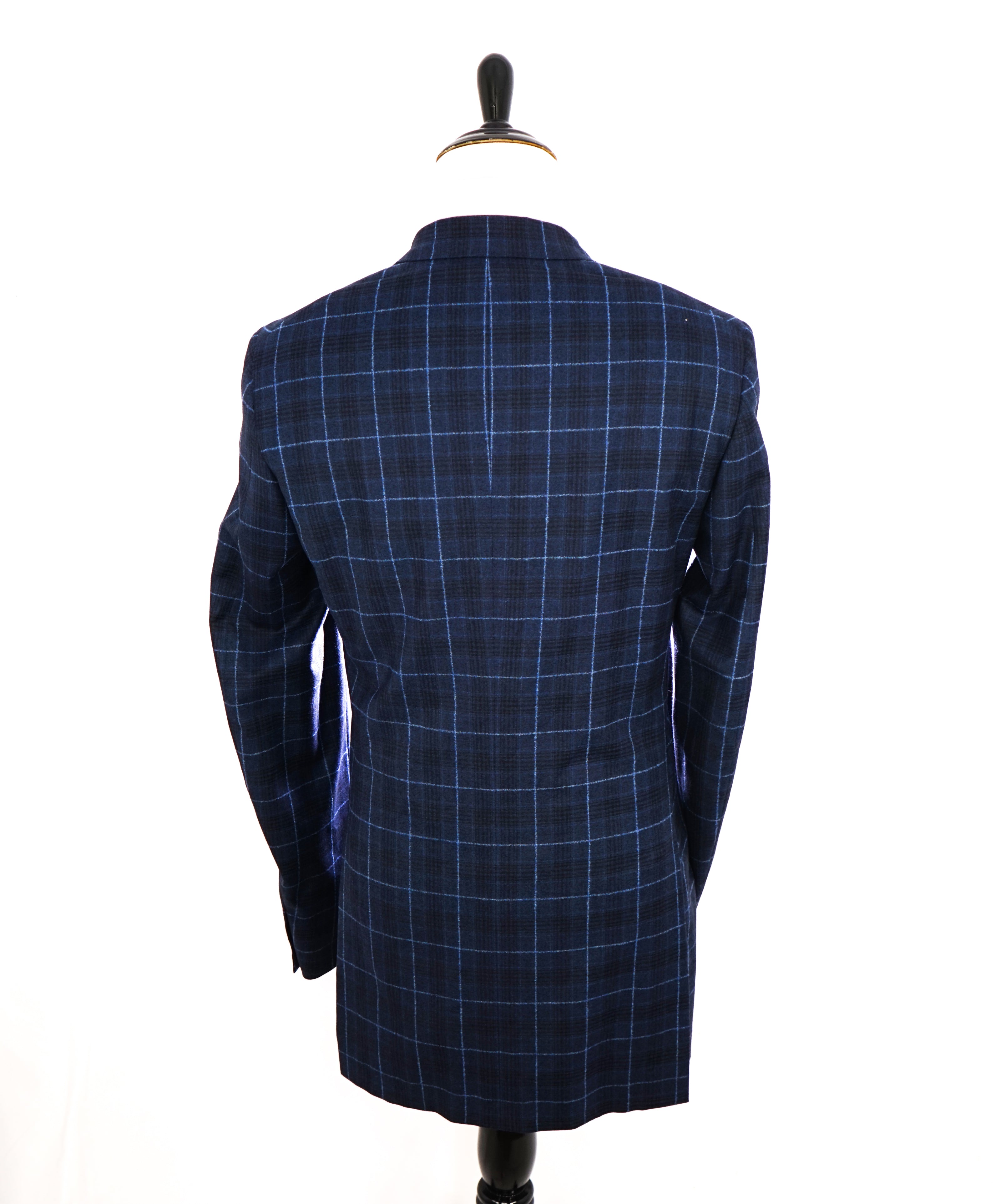 ISAIA - **CUSTOM** Baby Blue Plaid Check Suit RAISED TEXTURED FABRIC - 42XL