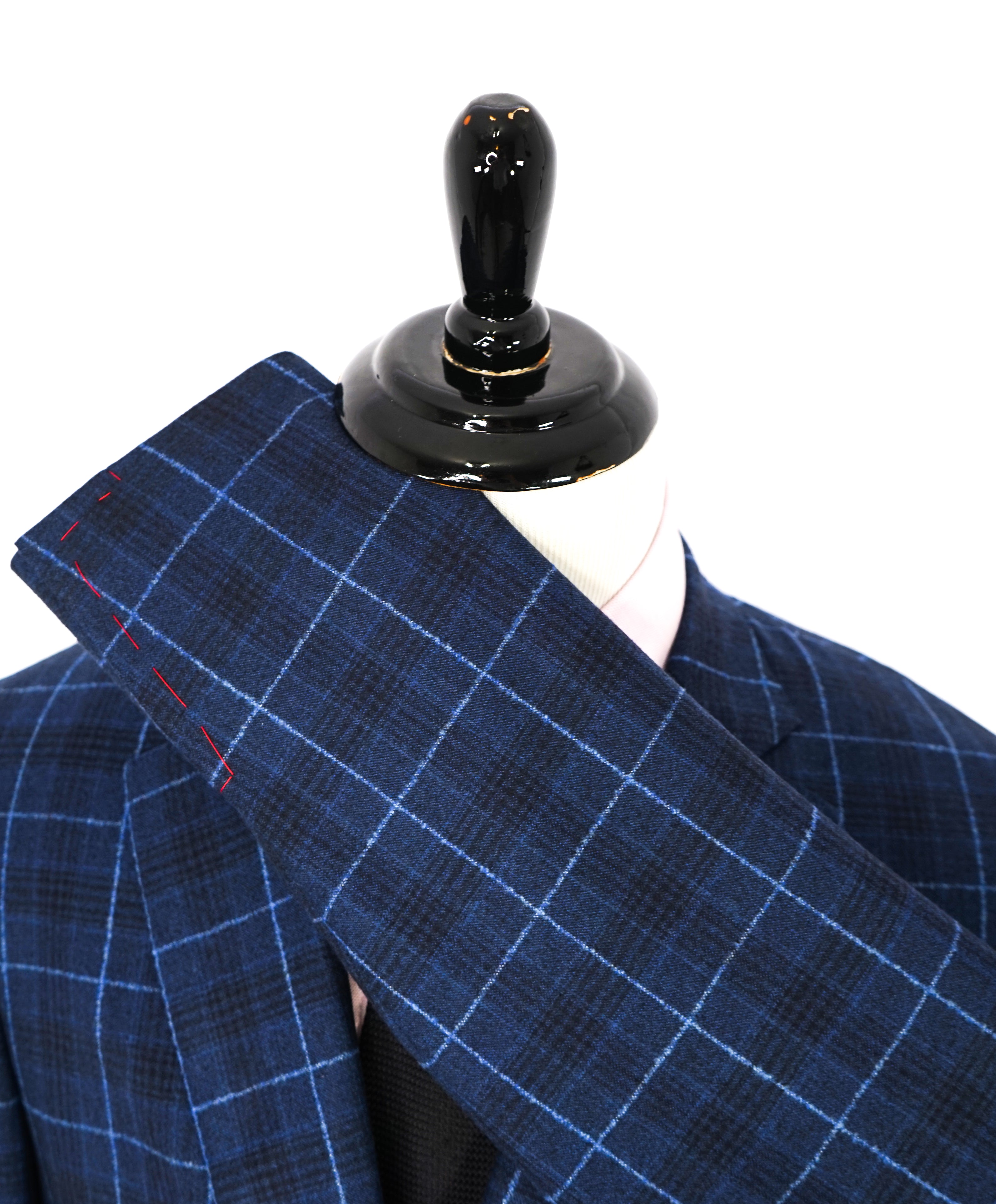 ISAIA - **CUSTOM** Baby Blue Plaid Check Suit RAISED TEXTURED FABRIC - 42XL