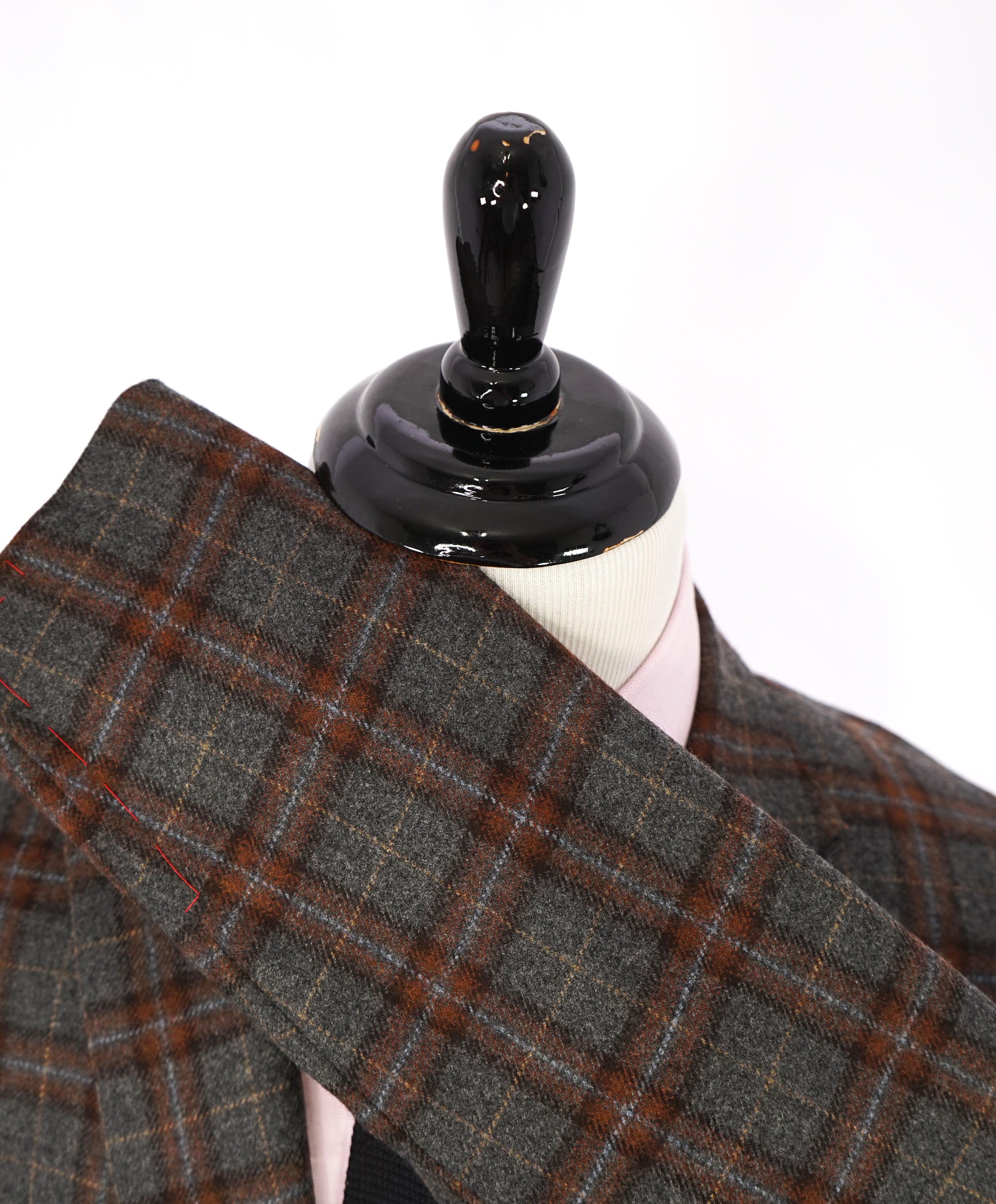 ISAIA - **CUSTOM 1/1** CASHMERE Blend Gray/Rust Check Plaid Blazer - 42XL