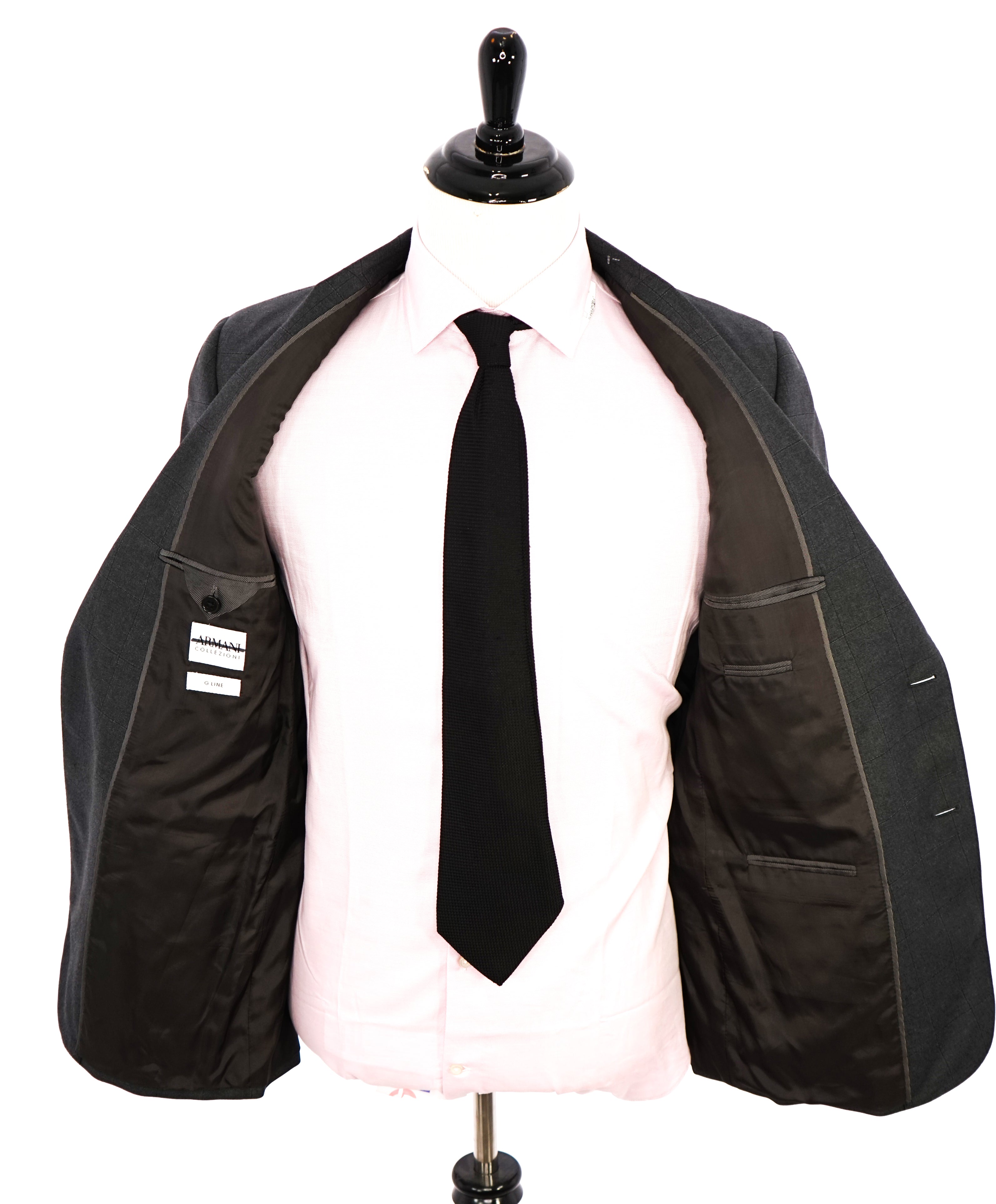 ARMANI COLLEZIONI - “G Line” Tonal Gray Windowpane Blazer - 40R