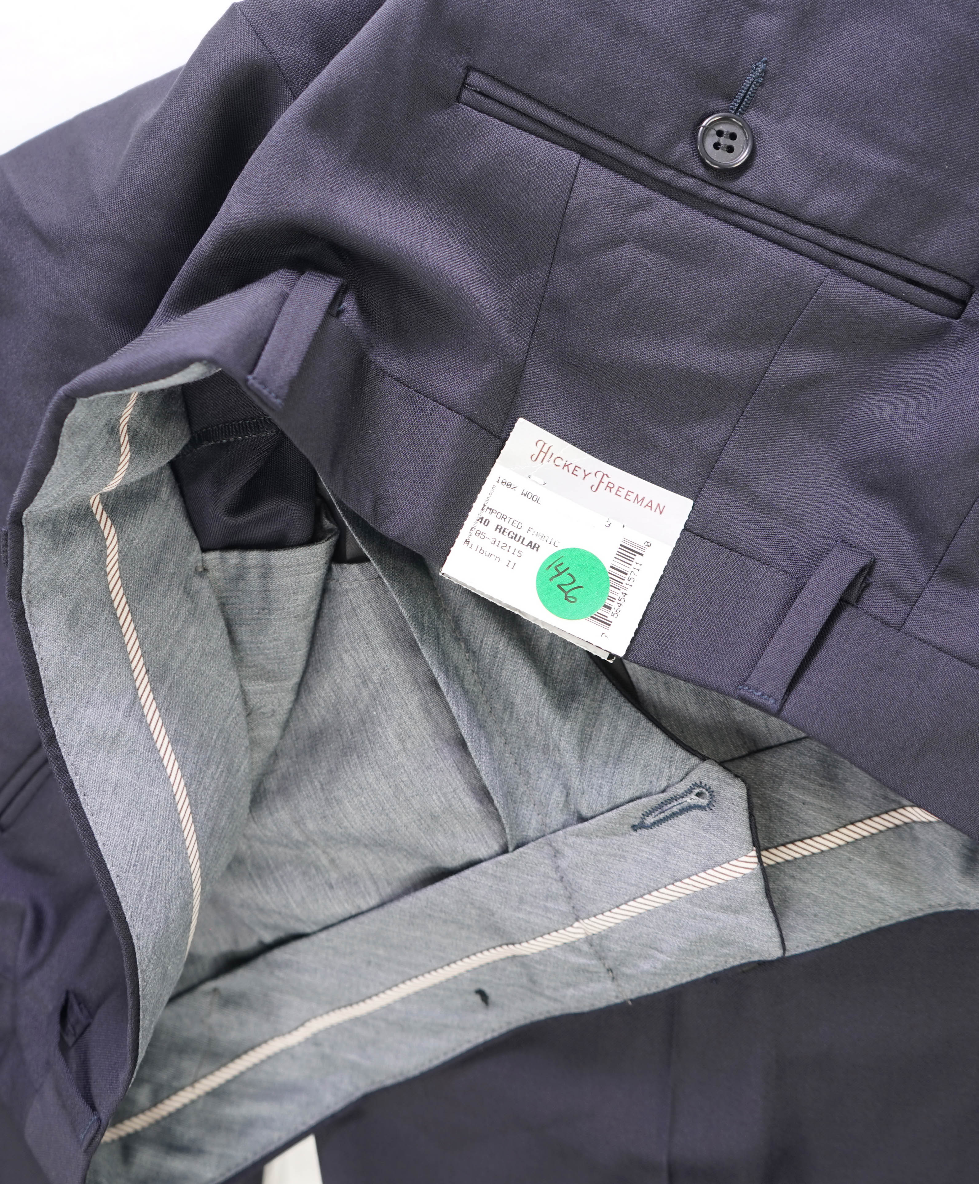 HICKEY FREEMAN - Navy *CLOSET STAPLE* Wool Flat Front Dress Pants - 34W