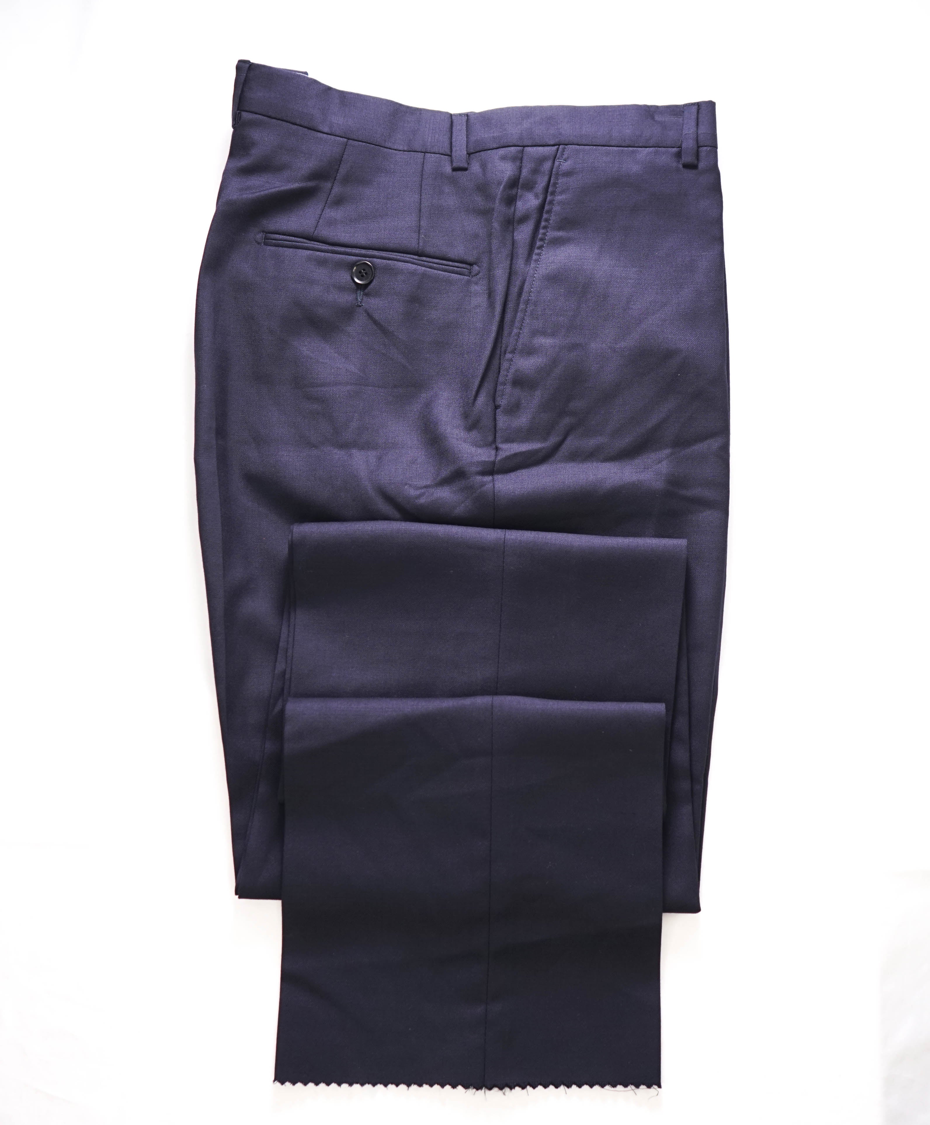 HICKEY FREEMAN - Solid Navy *Closet Staple* Wool Flat Front Dress Pants - 36W