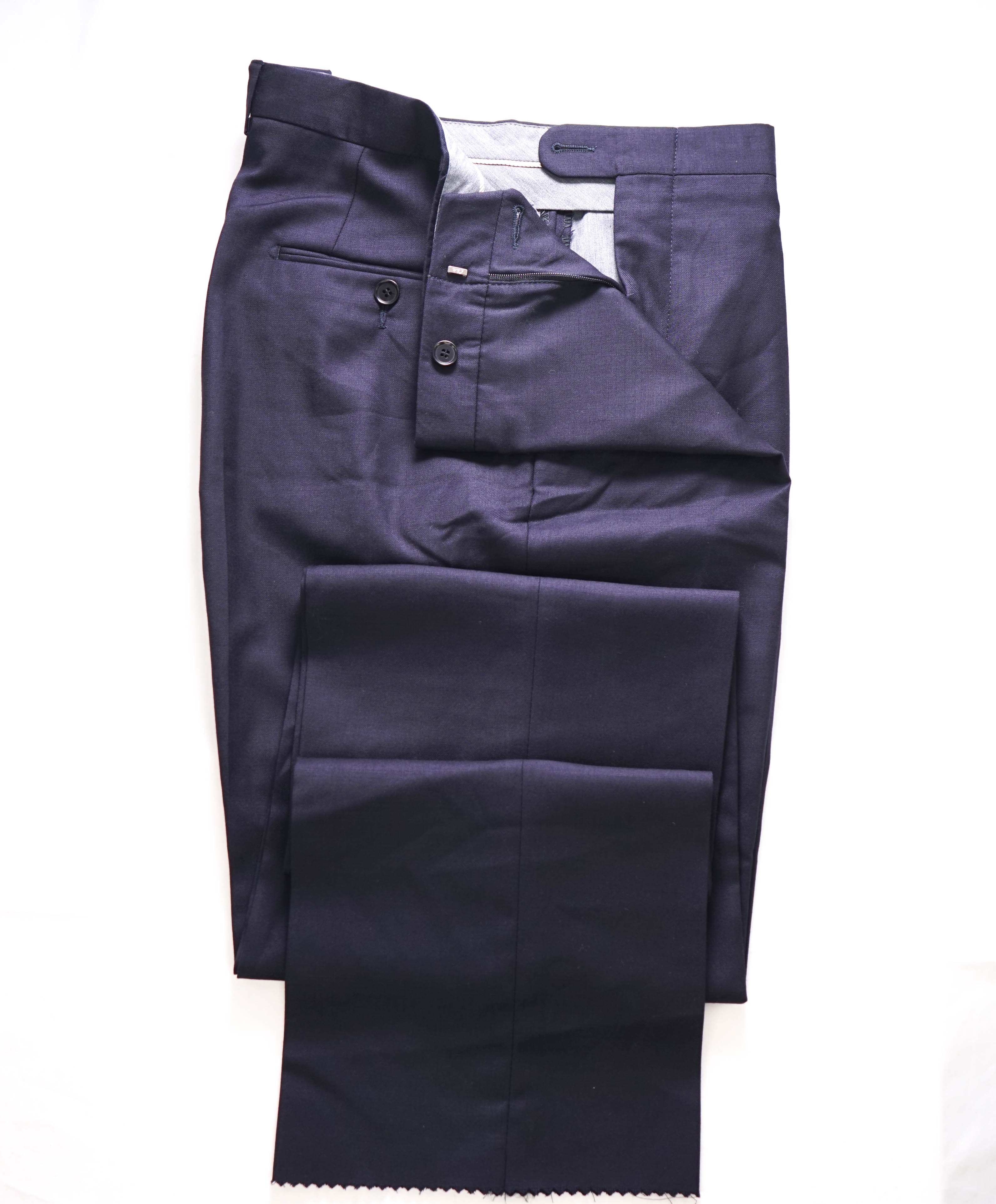 HICKEY FREEMAN - Solid Navy *Closet Staple* Wool Flat Front Dress Pants - 36W