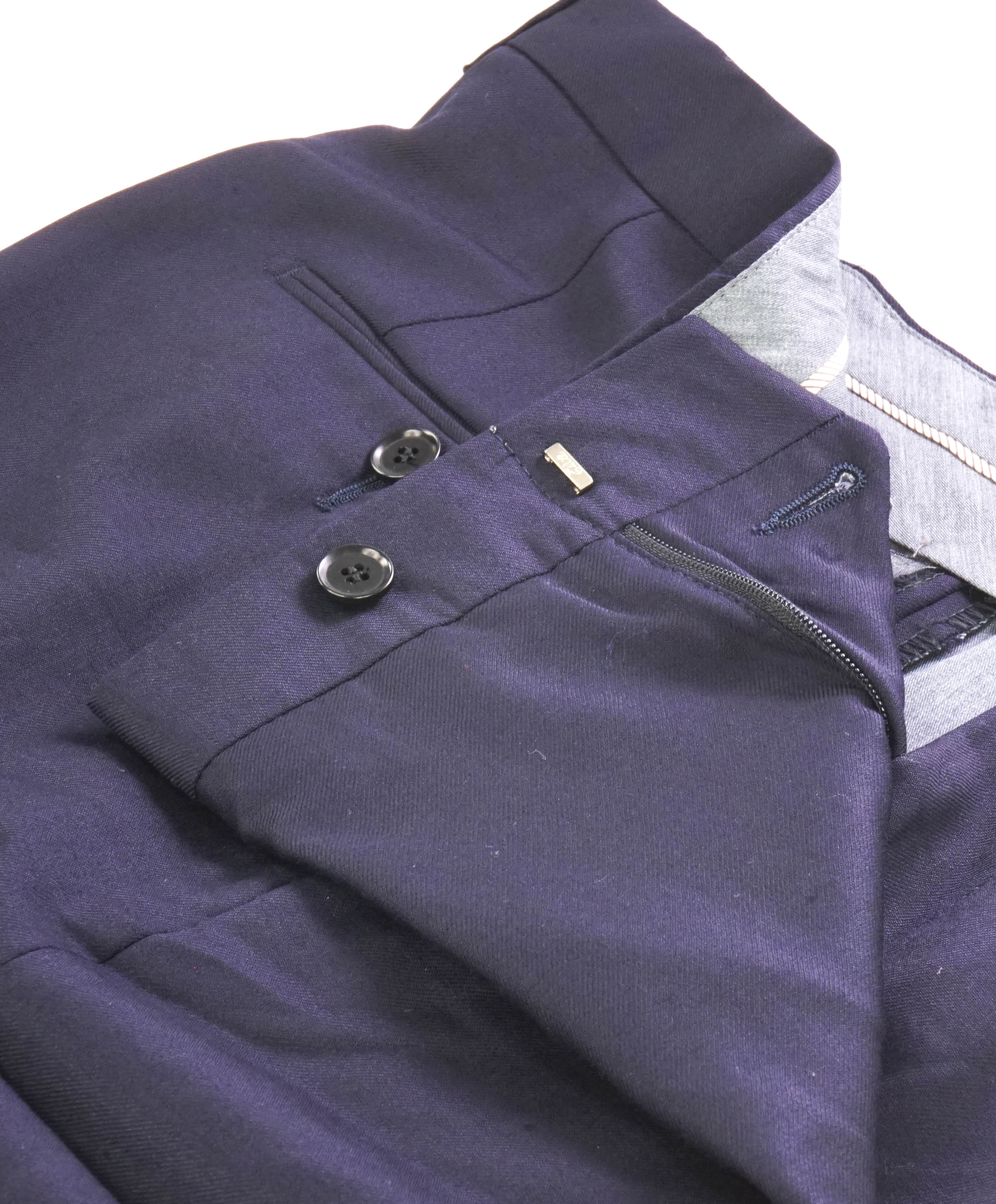 HICKEY FREEMAN - Solid Navy *Closet Staple* Wool Flat Front Dress Pants - 36W