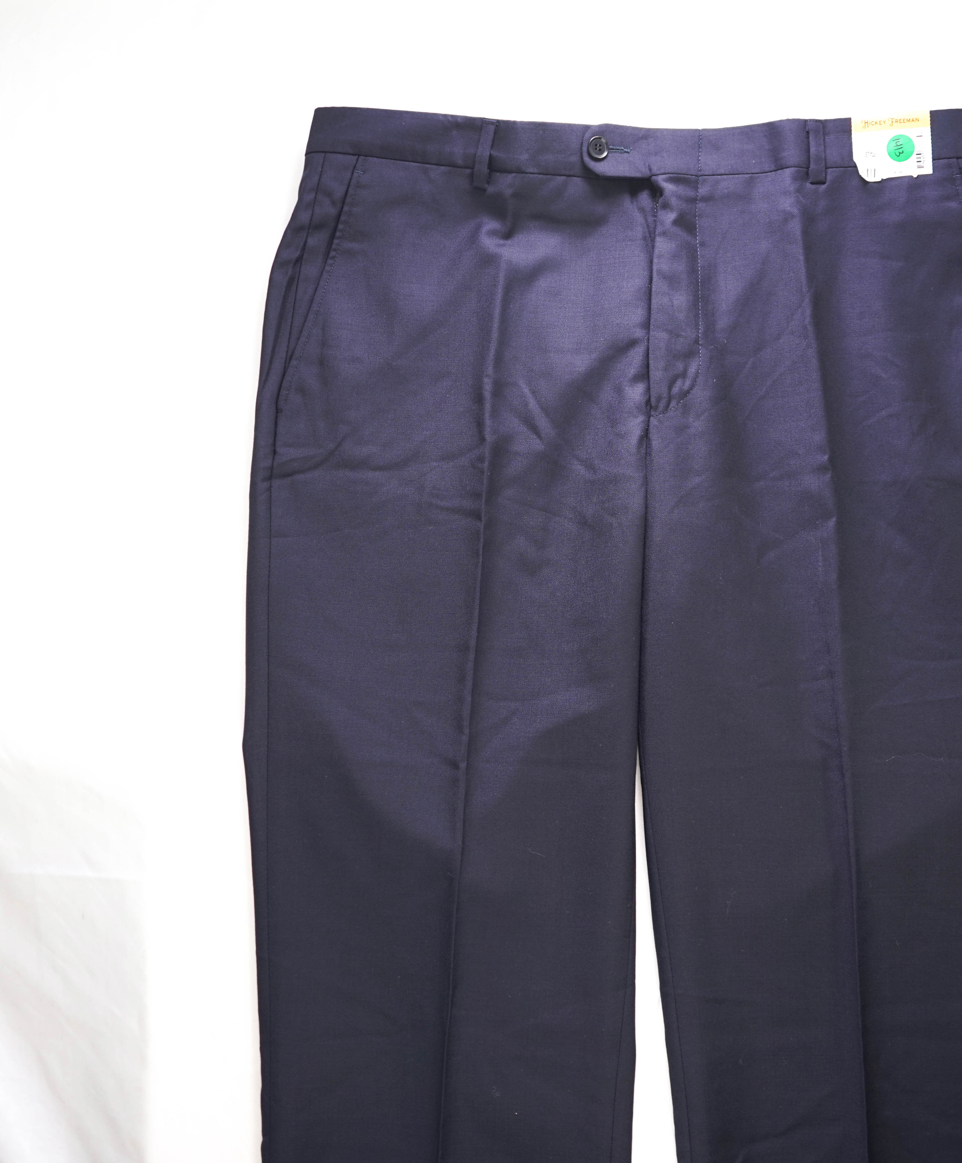 HICKEY FREEMAN - Solid Navy *Closet Staple* Wool Flat Front Dress Pants - 36W