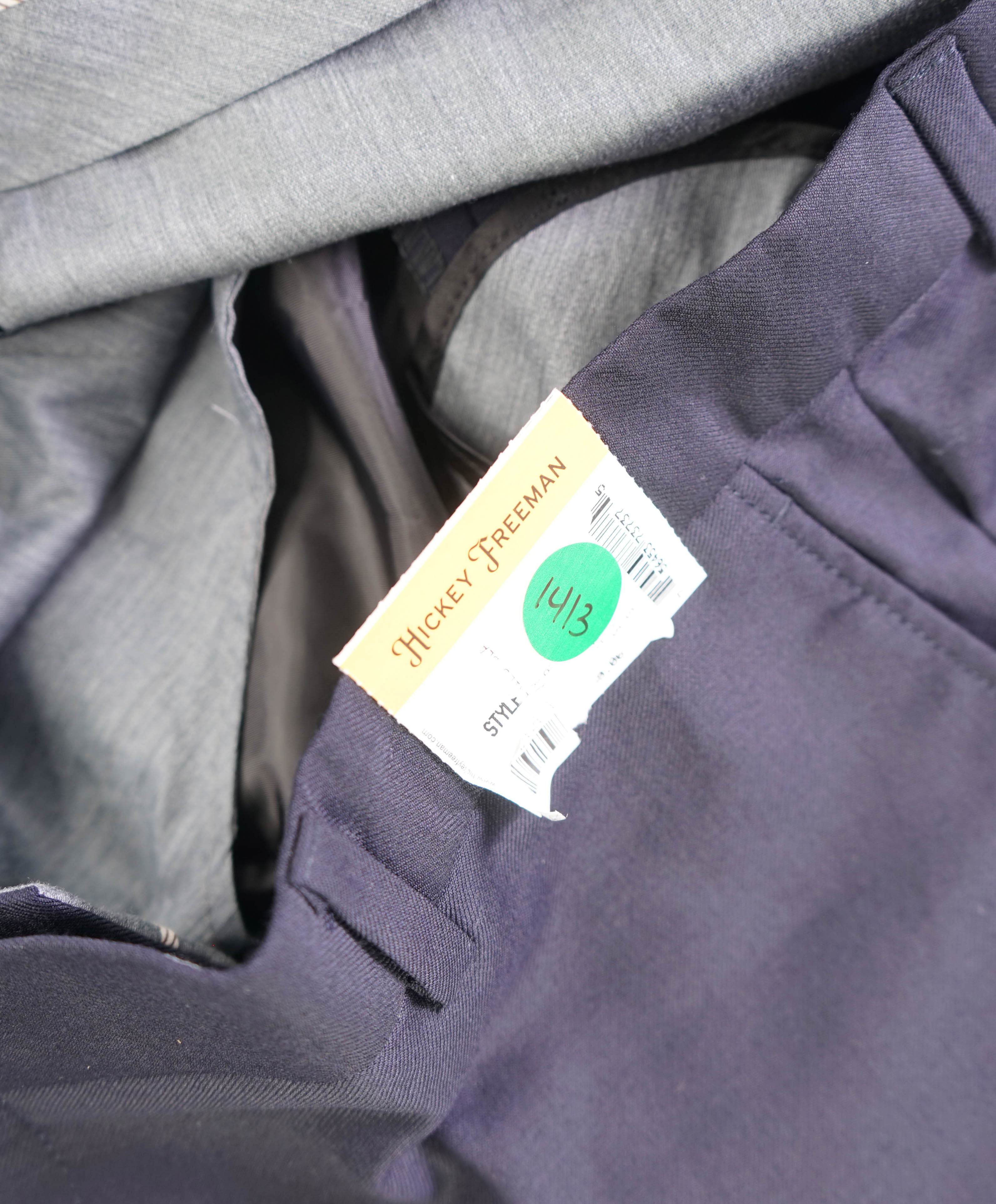 HICKEY FREEMAN - Solid Navy *Closet Staple* Wool Flat Front Dress Pants - 36W