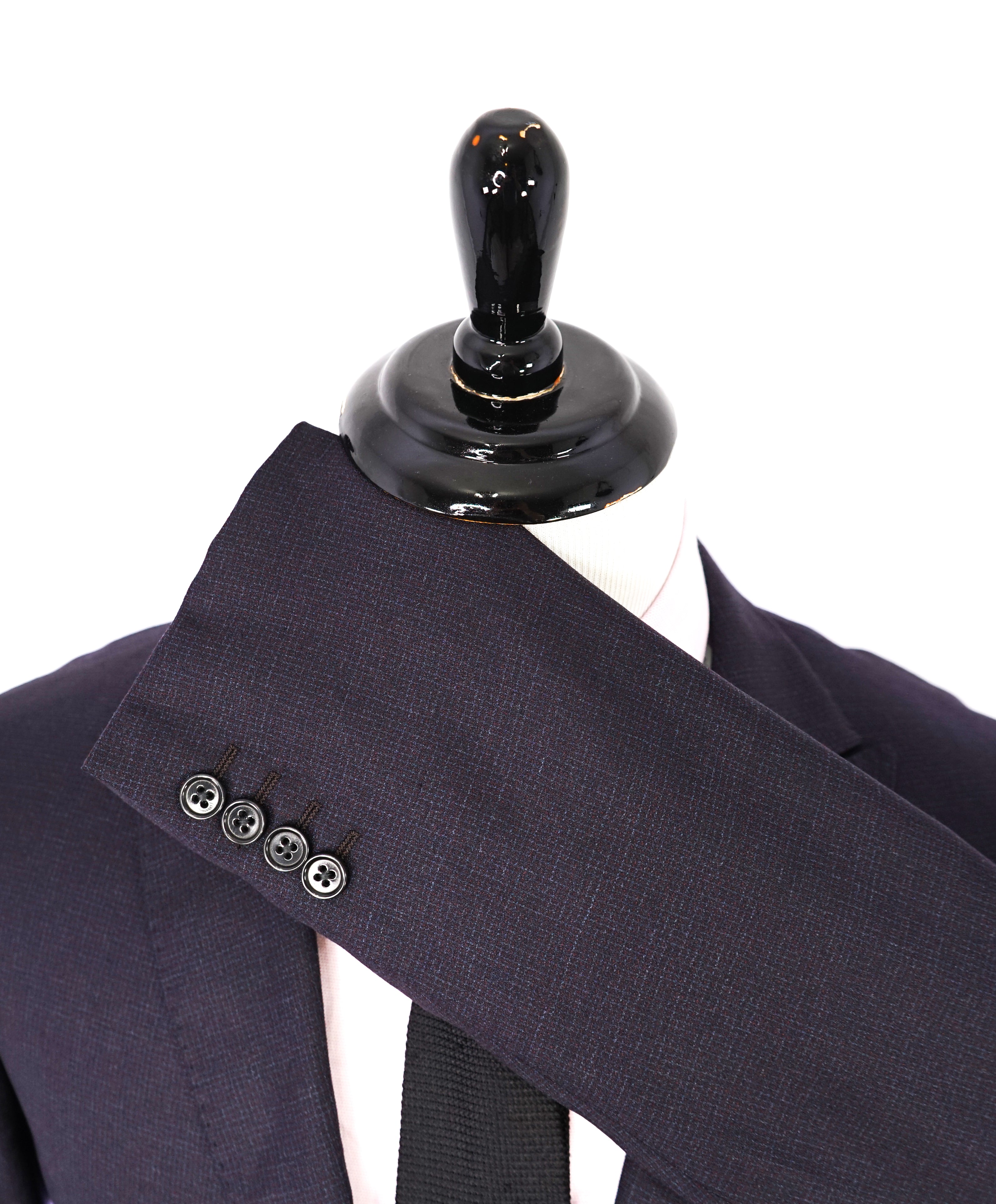 ARMANI COLLEZIONI - "M Line" Burgundy Check Peak Lapel Suit - 42L