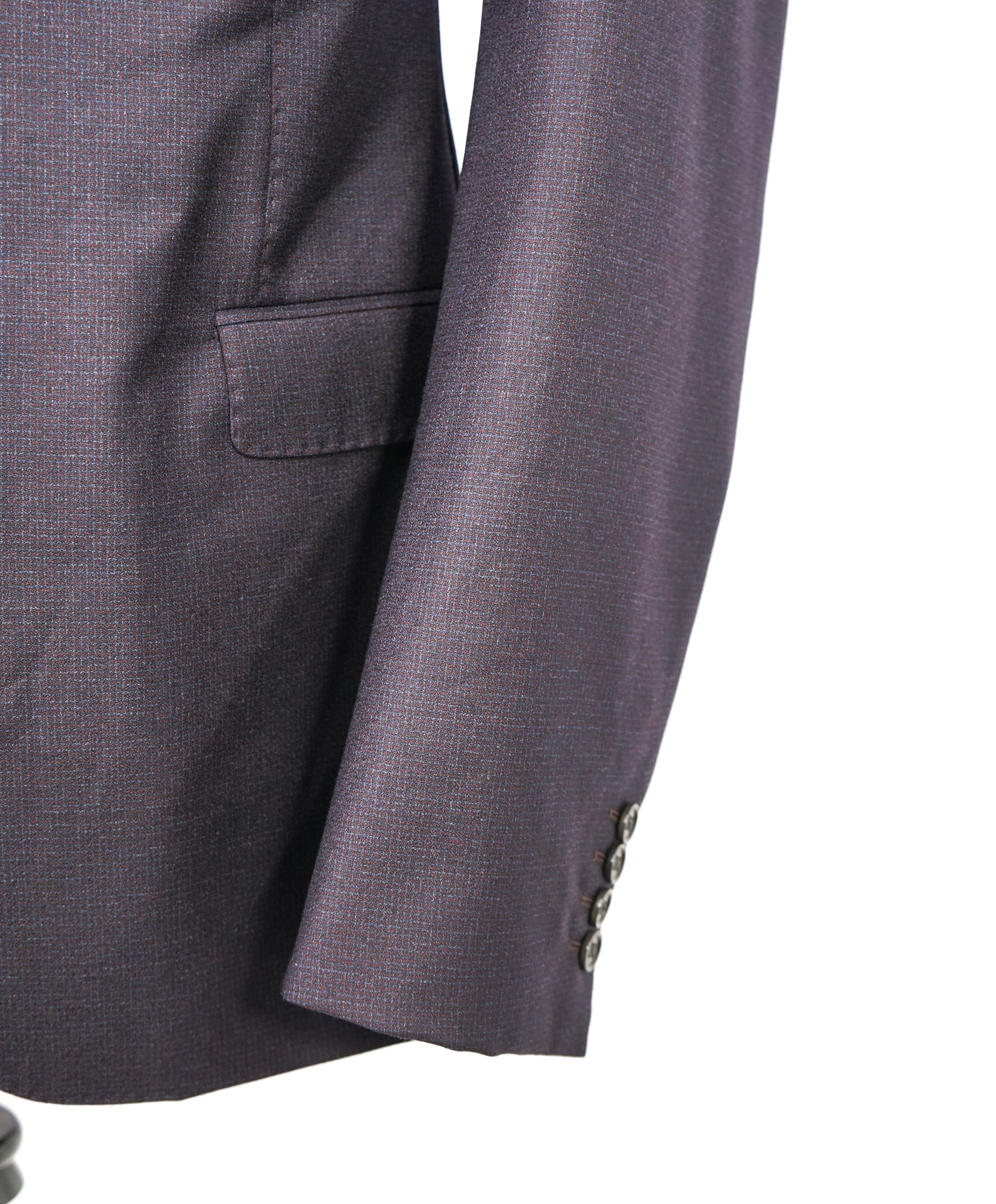 ARMANI COLLEZIONI - "M Line" Burgundy Check Peak Lapel Suit - 42L