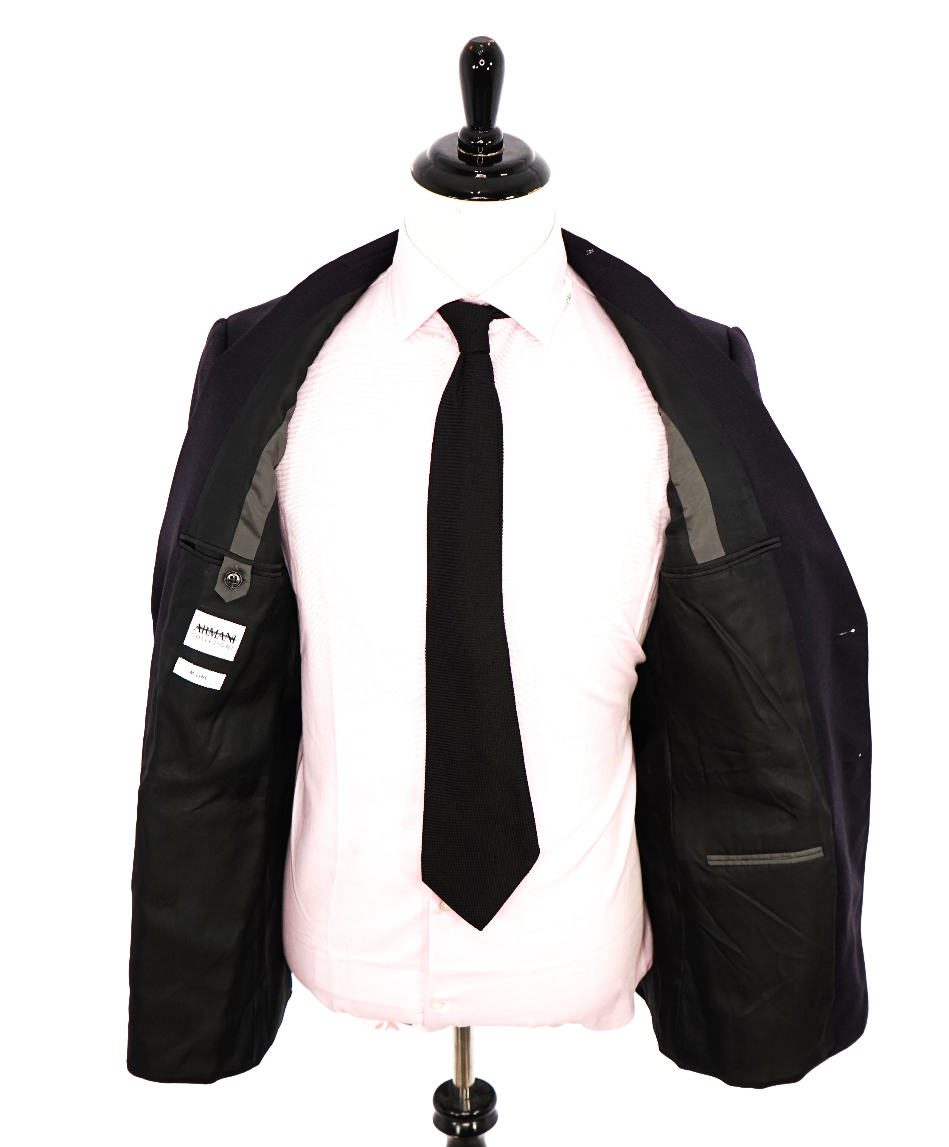 ARMANI COLLEZIONI - "M Line" Burgundy Check Peak Lapel Suit - 42L