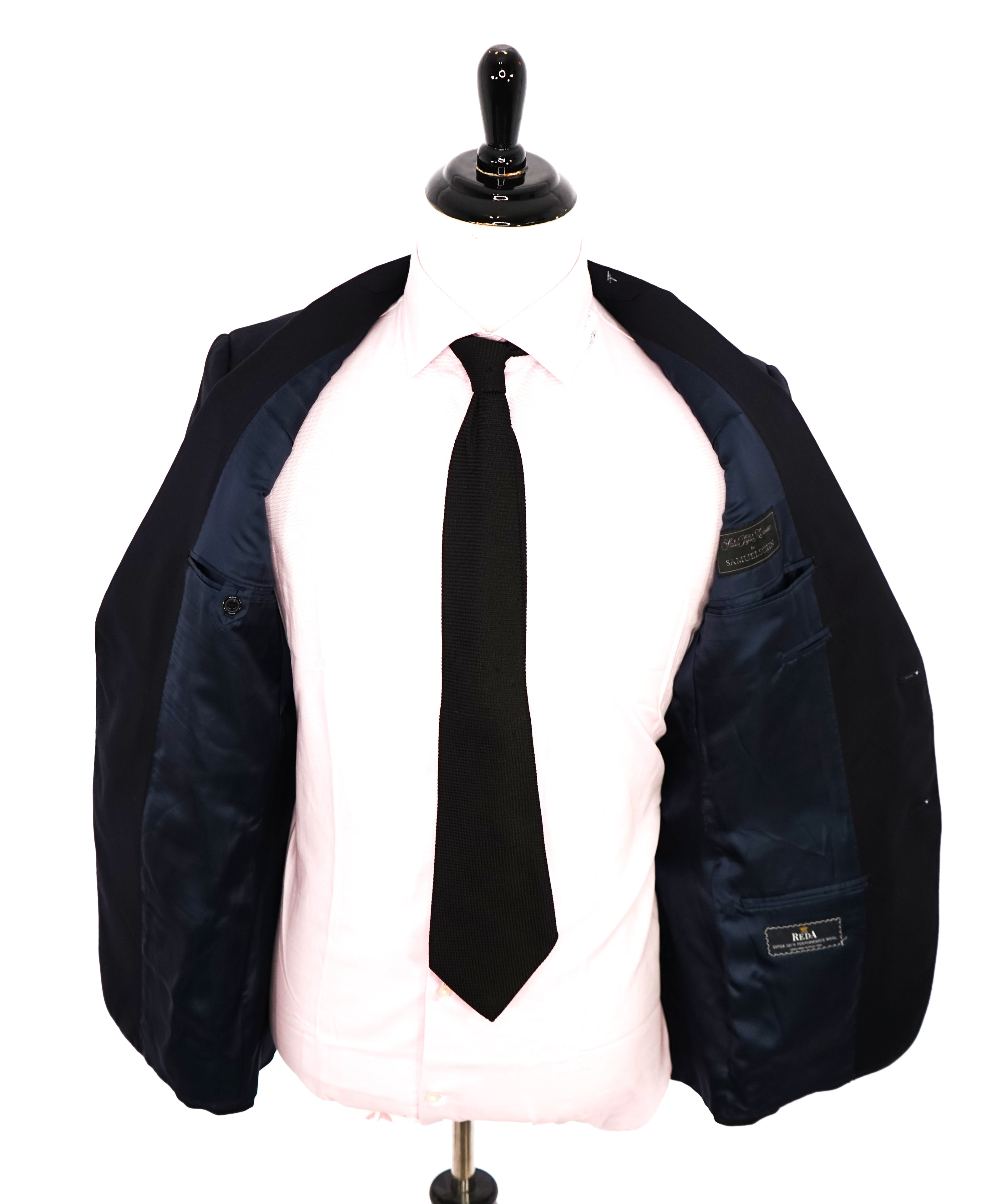 SAMUELSOHN - For SFA Super 120’s "REDA Fabric" Solid Navy Suit - 40R