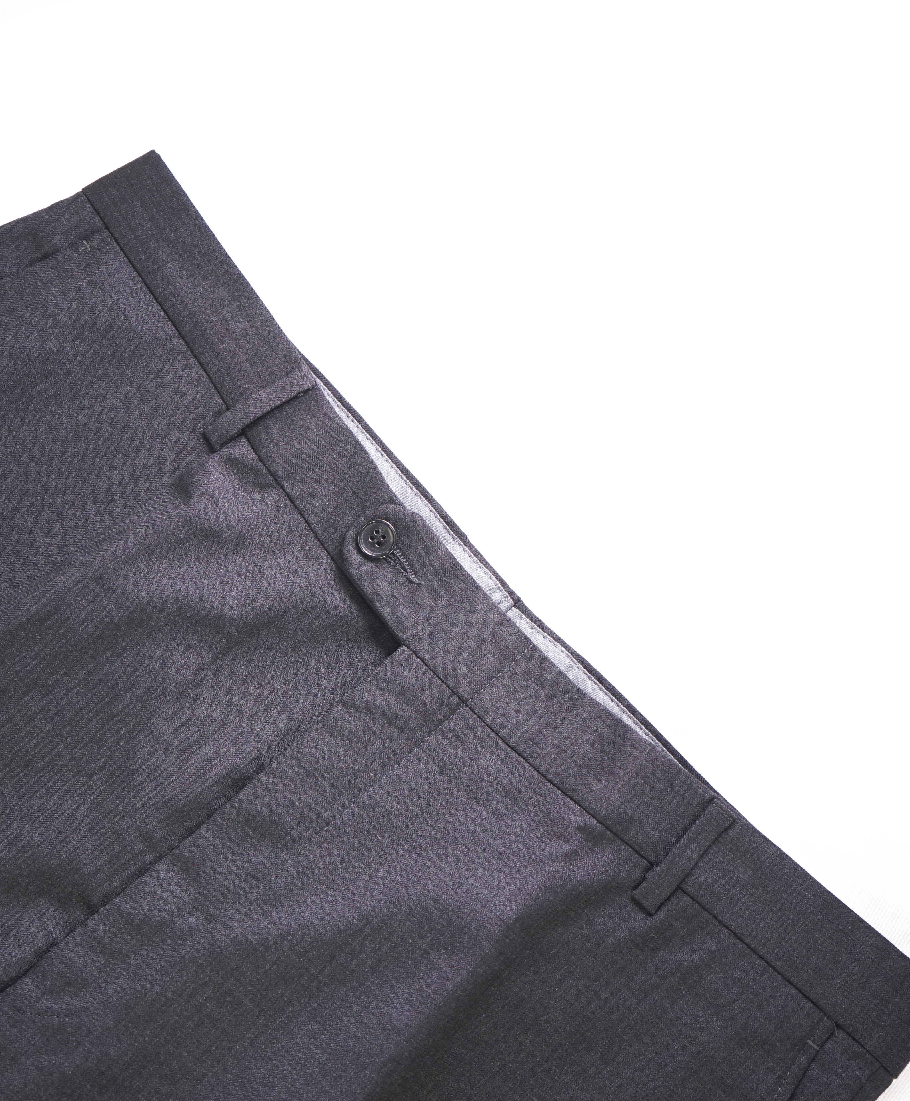 HICKEY FREEMAN - DK Gray Micro Herringbone Wool Flat Front Dress Pants - 36W