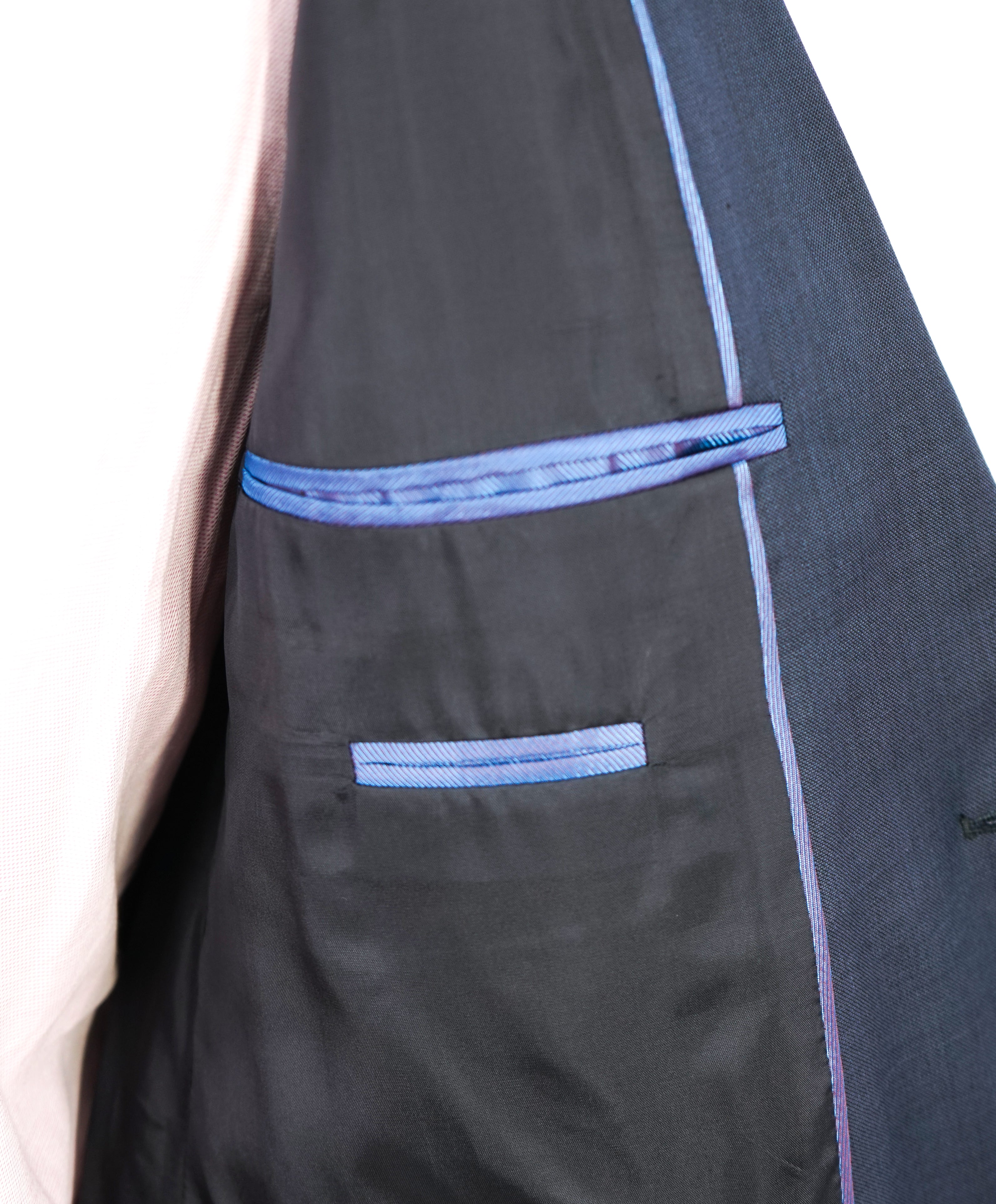 ARMANI COLLEZIONI - "G Line" Steel Blue Solid Notch Lapel 2-Button Suit - 42R