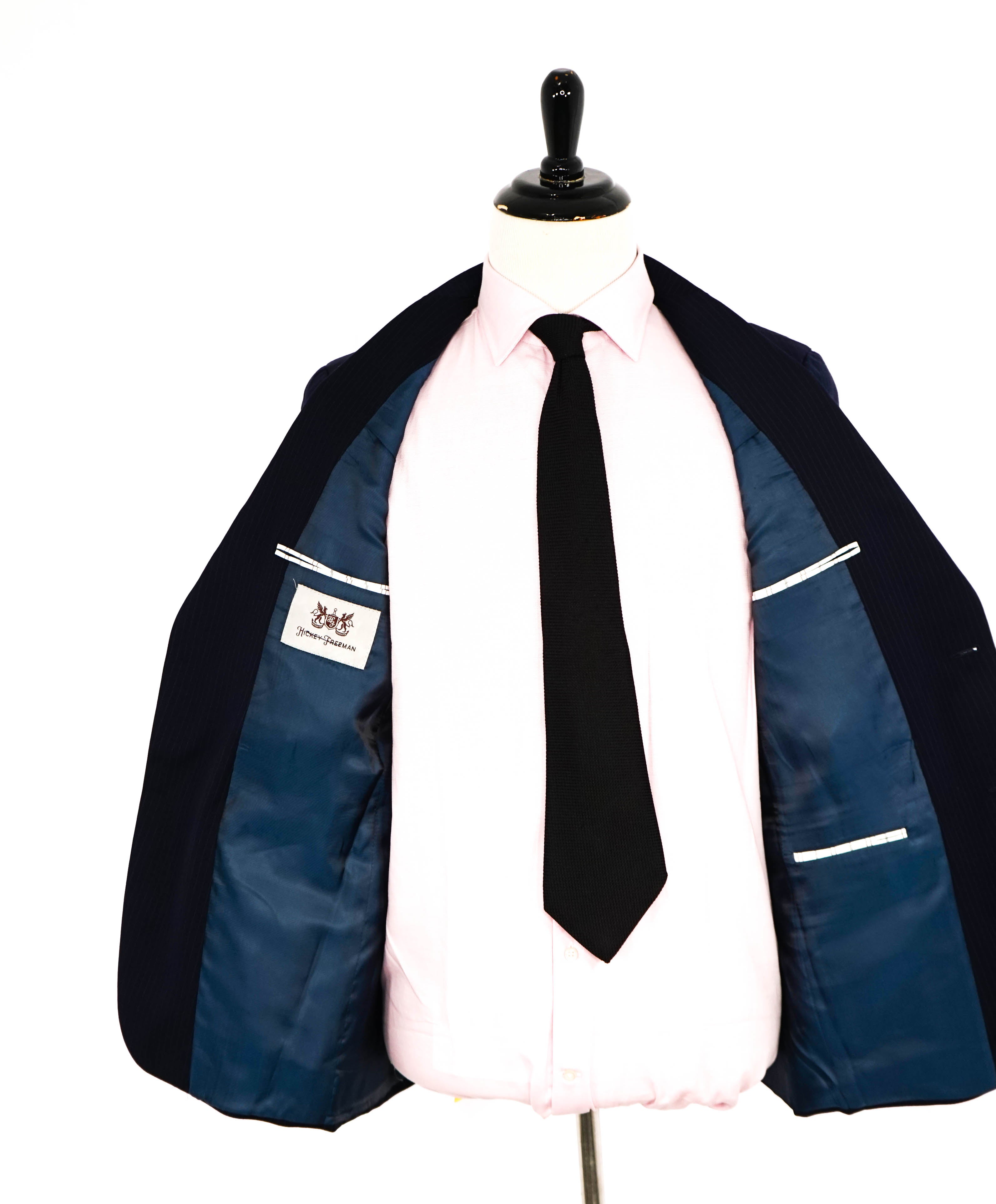 $1,695 HICKEY FREEMAN - Blue / Ivory Stripe "Milburn ii" Notch Lapel Suit - 40R