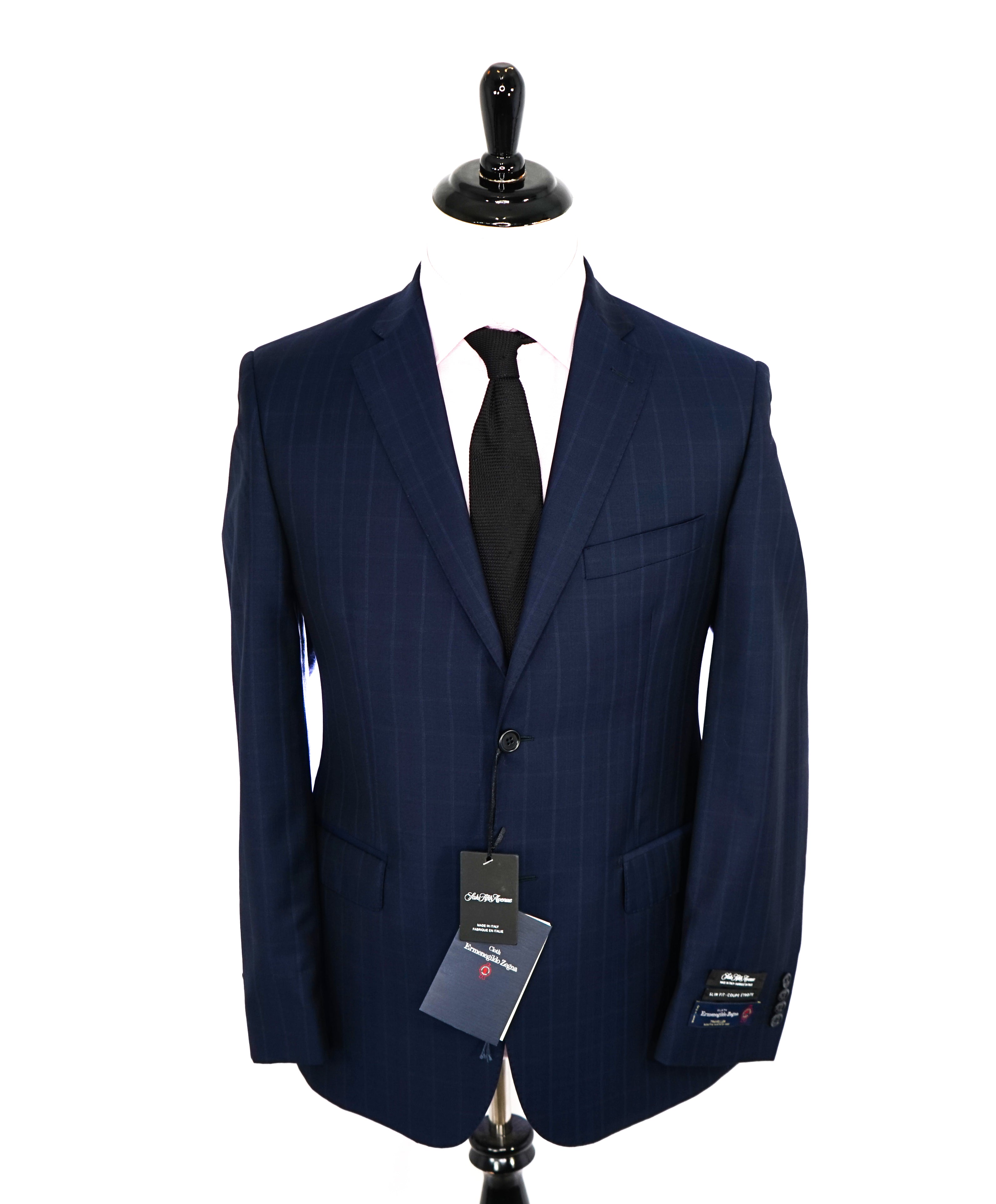 ERMENEGILDO ZEGNA - "Slim" SAKS FIFTH AVENUE Blue n' Camel Check Suit - 40R