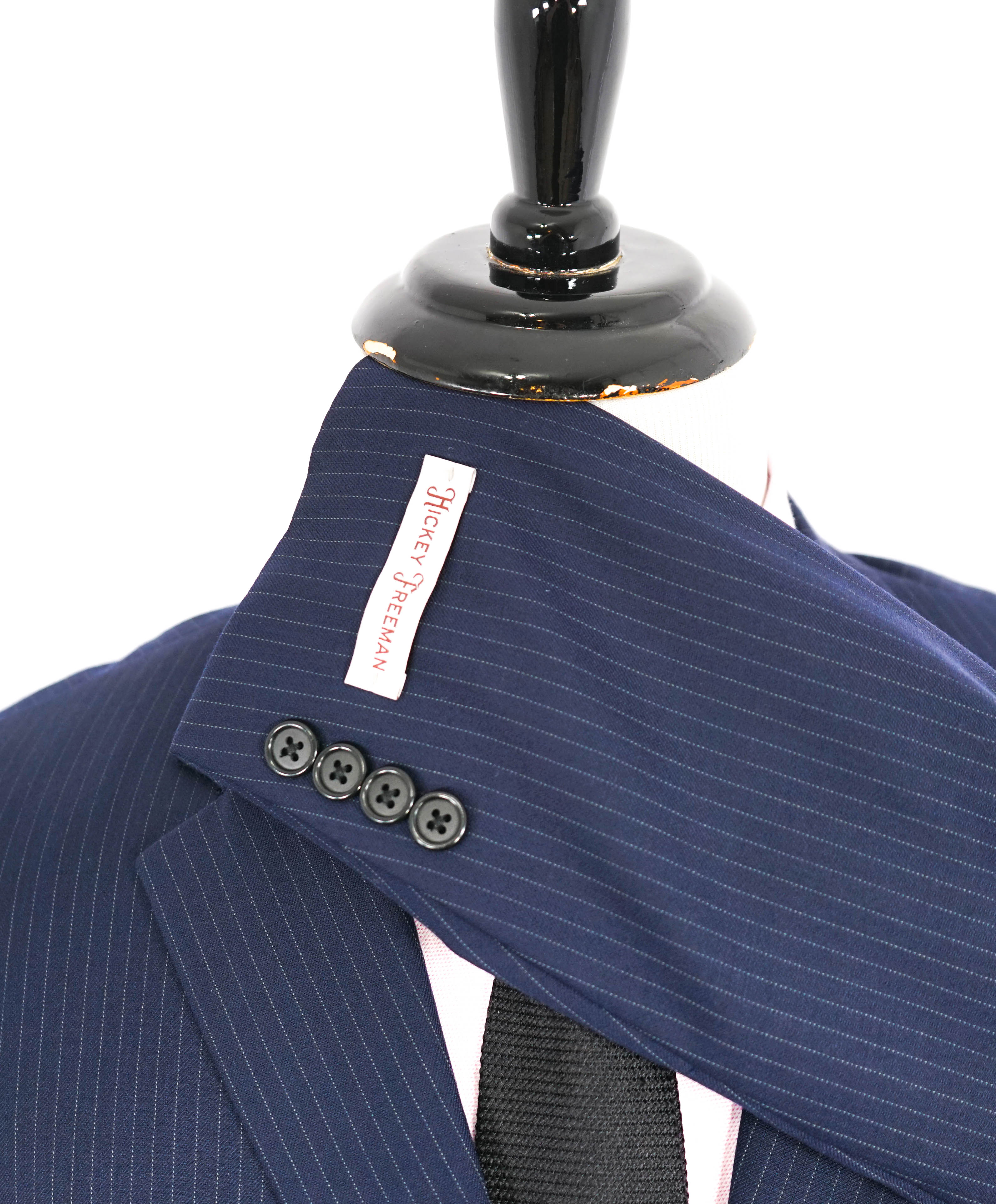 $1,695 HICKEY FREEMAN - Blue / Ivory Stripe "Milburn ii" Notch Lapel Suit - 40R