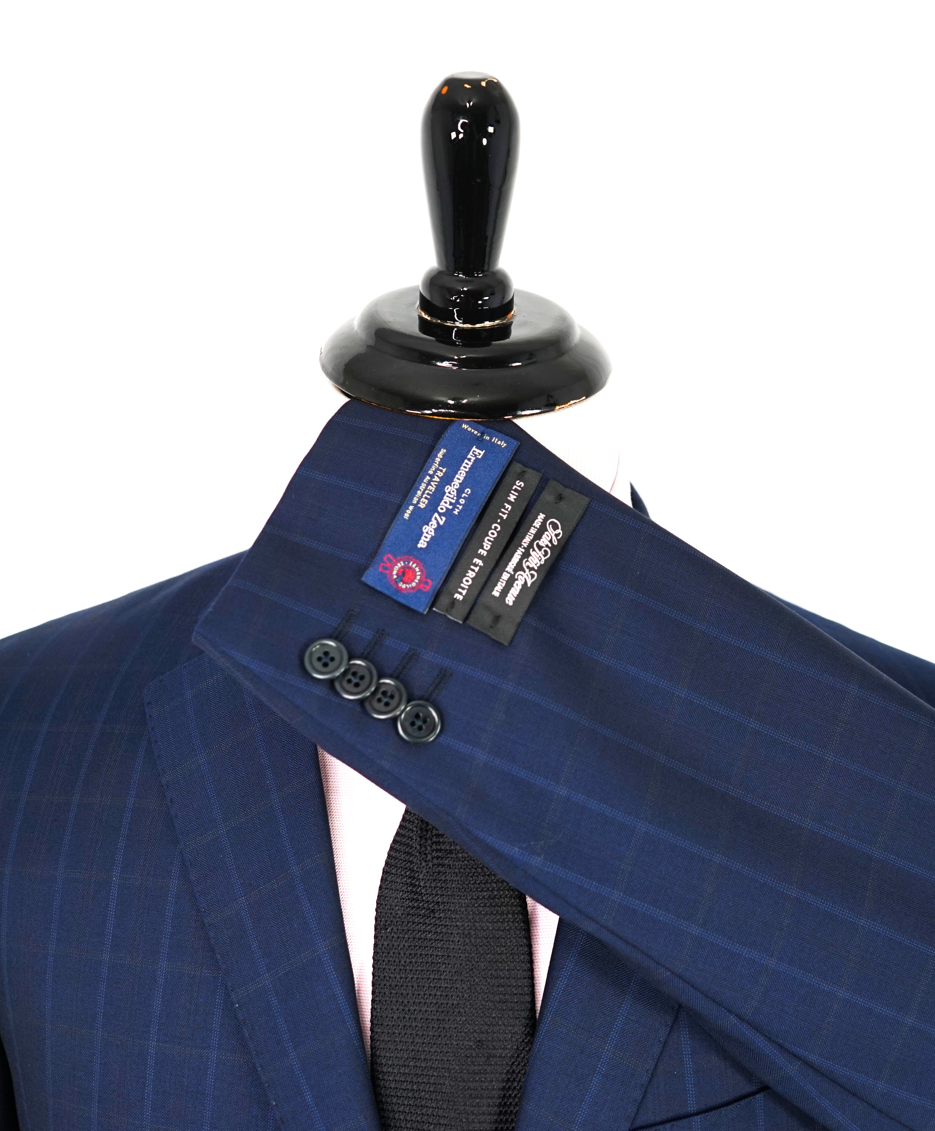 ERMENEGILDO ZEGNA - "Slim" SAKS FIFTH AVENUE Blue n' Camel Check Suit - 40R