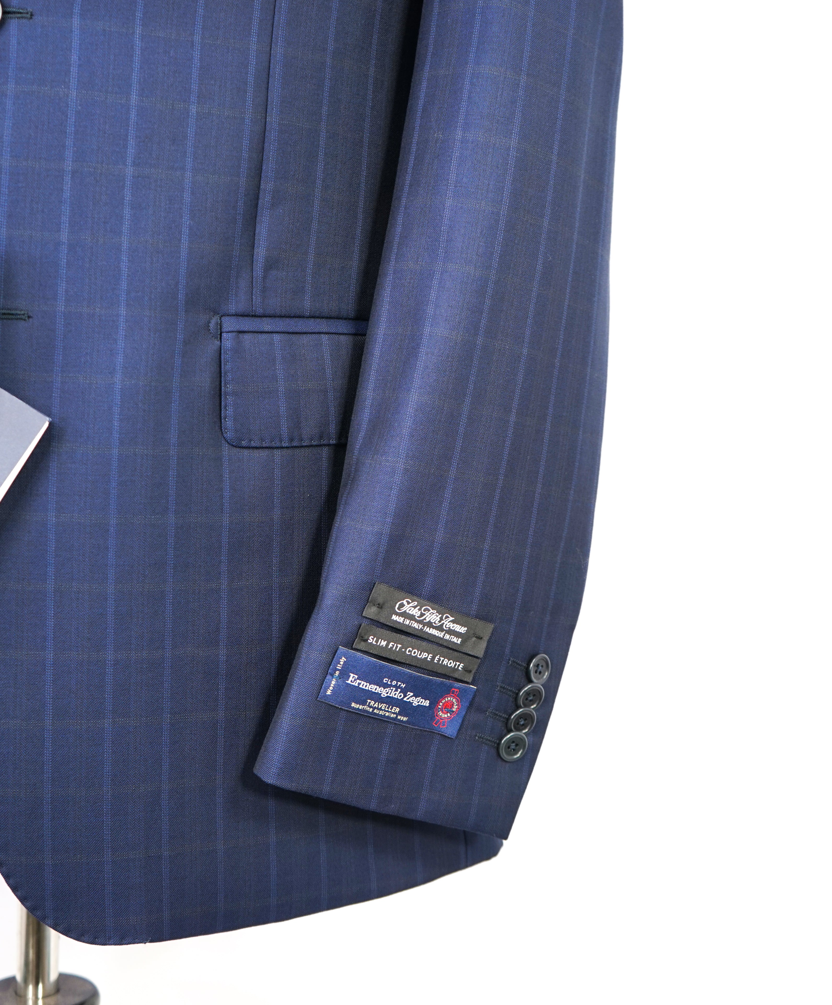 ERMENEGILDO ZEGNA - "Slim" SAKS FIFTH AVENUE Blue n' Camel Check Suit - 40R