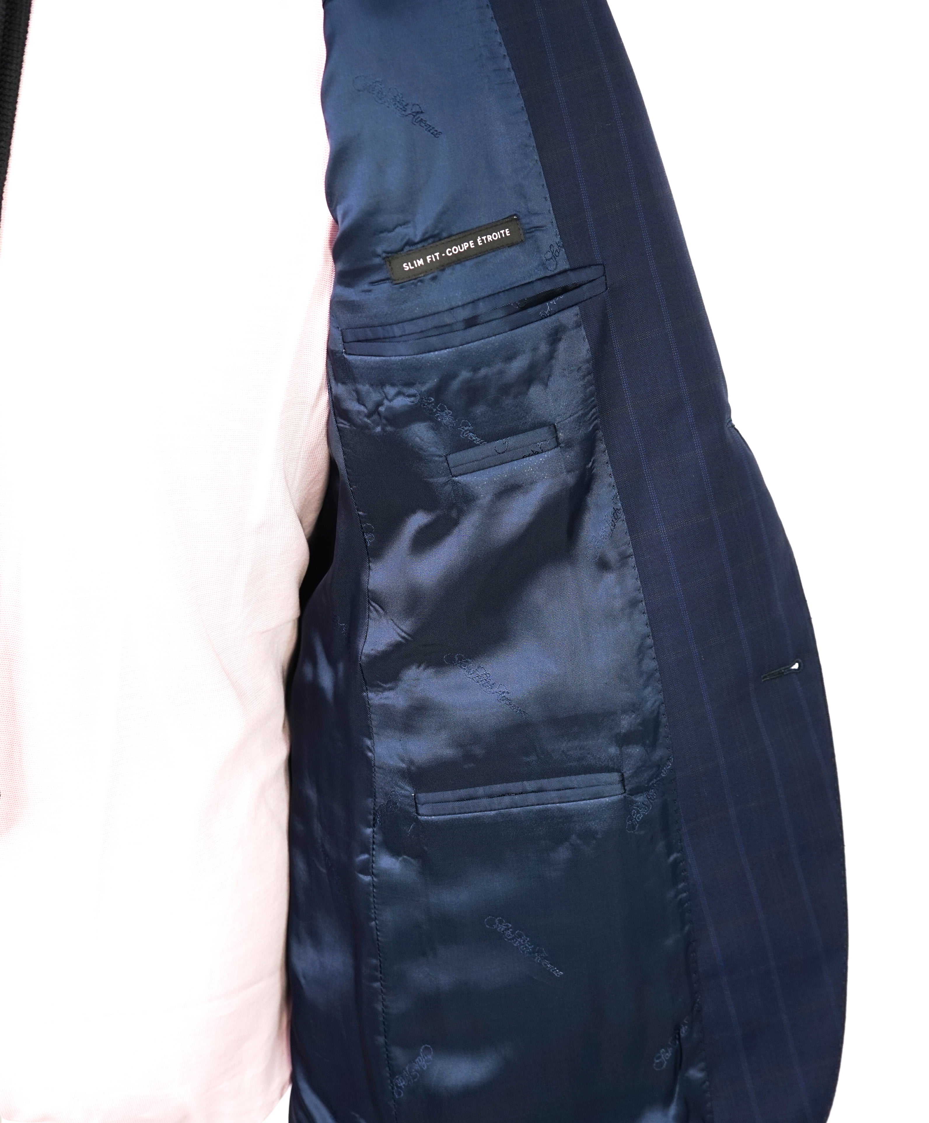 ERMENEGILDO ZEGNA - "Slim" SAKS FIFTH AVENUE Blue n' Camel Check Suit - 40R